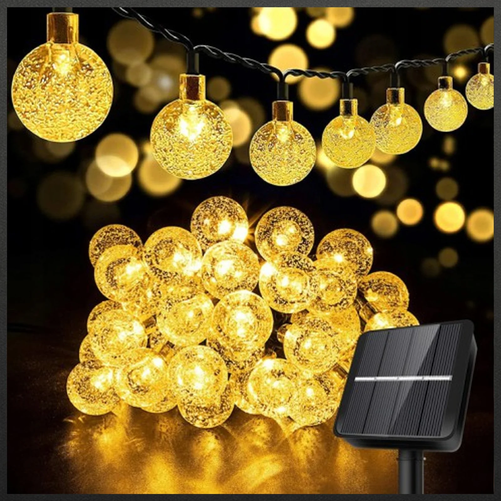 GIRLANDA ŚWIETLNA OGRODOWA SOLARNA KULE KULKI 50x LED NA BALKON DO OGRODU