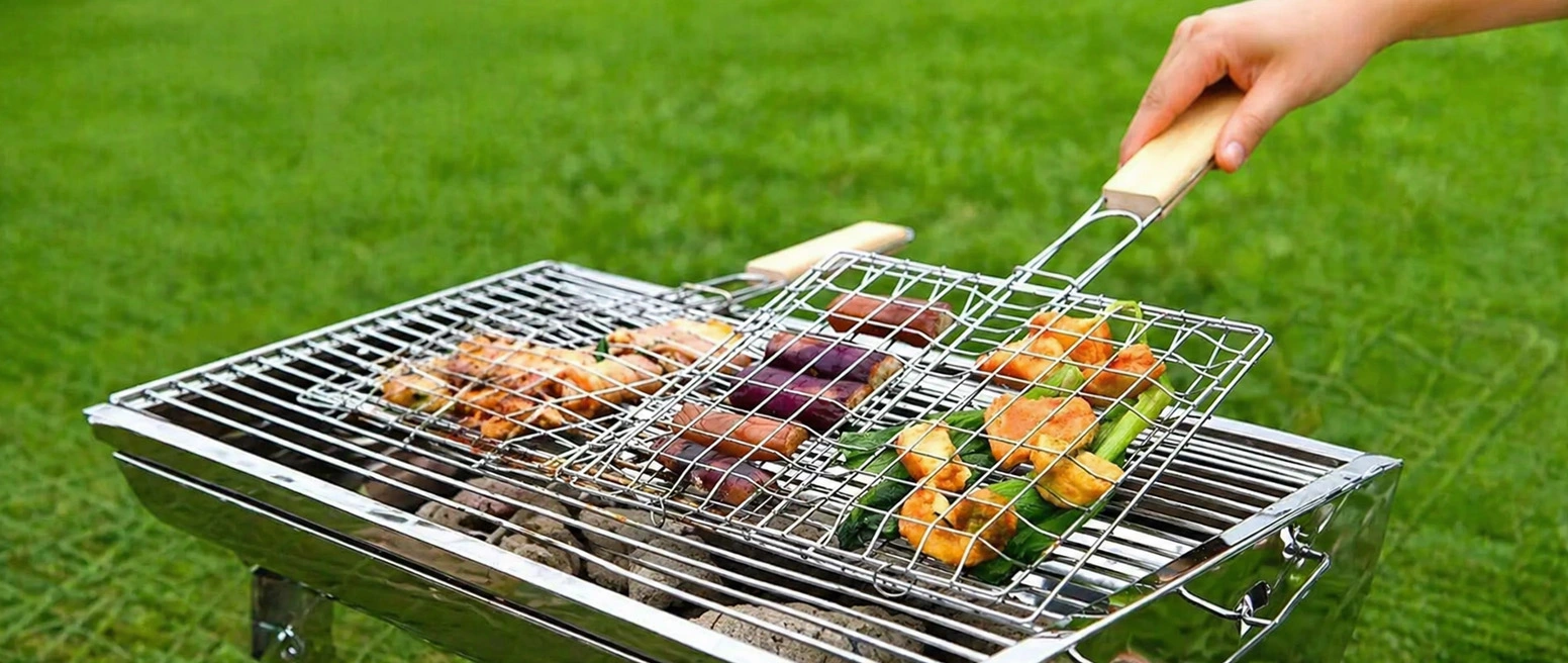 RUSZT DO GRILLOWANIA KRATKA OPIEKACZ ZAMYKANY GRILLA MIĘSA RYB WARZYW 37x21