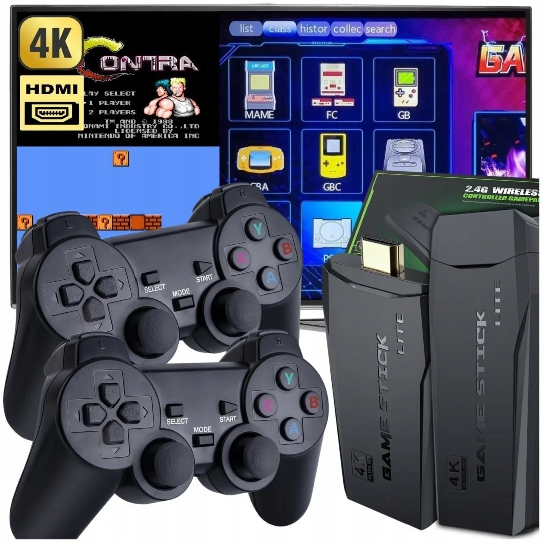 KONSOLA RETRO 10000 GIER 4K HDMI GRA PRZENOŚNA TELEWIZYJNA TV ZESTAW 2 PADY
