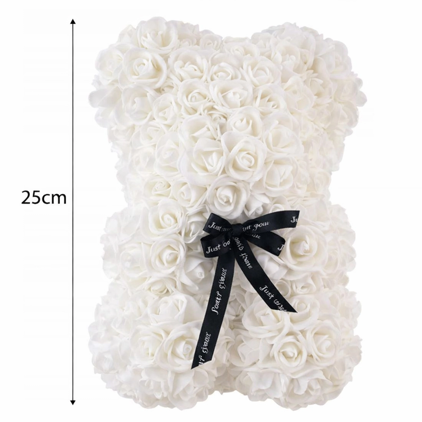 MIŚ Z RÓŻ 25cm + BOX - biały