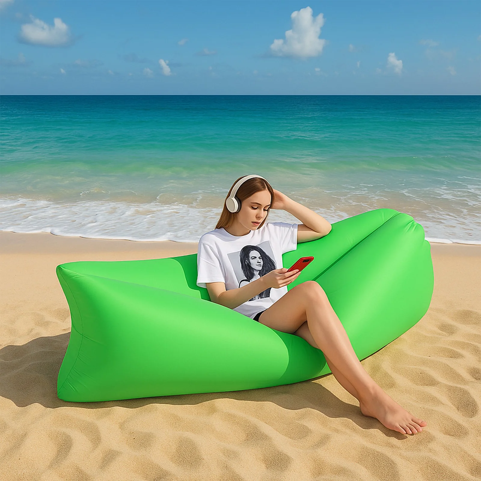 LAZY BAG SOFA NADMUCHIWANA ROZKŁADANA NA PLAŻE FOTEL MATERAC LEŻAK MOCNY