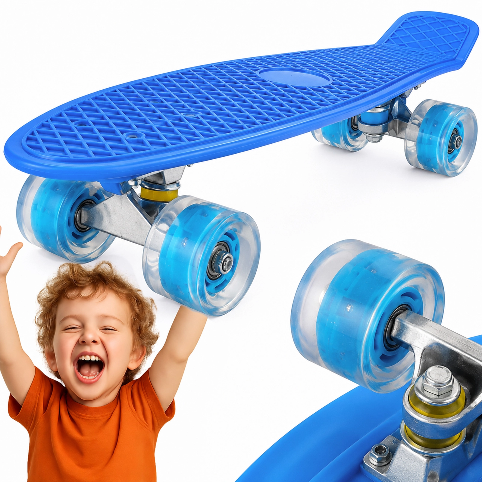FISZKA DESKOROLKA FISHBOARD DLA DZIECKA ŚWIECĄCE KOŁA LED 56x15CM 82A RGB