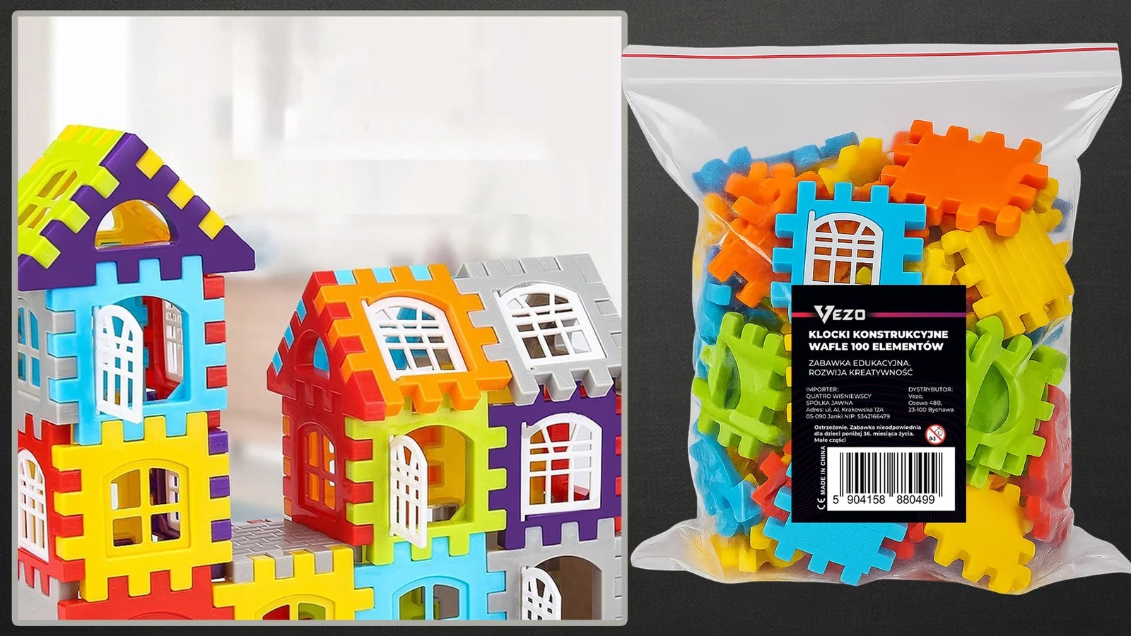 VEZO KLOCKI KONSTRUKCYJNE WAFLE 100SZT ZESTAW
