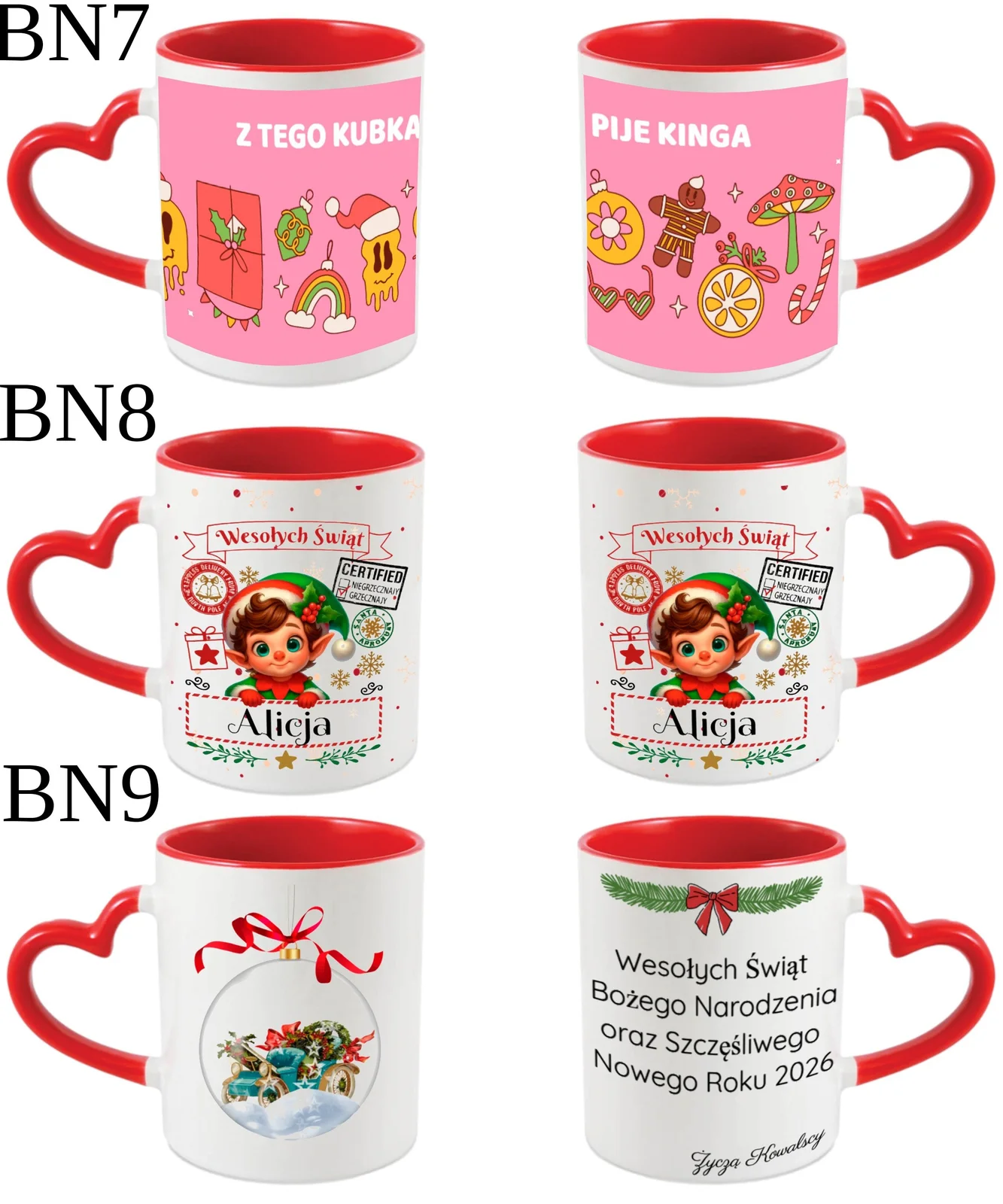 KUBEK DO SUBLIMACJI 330ML CZERWONY UCHWYT SERCE