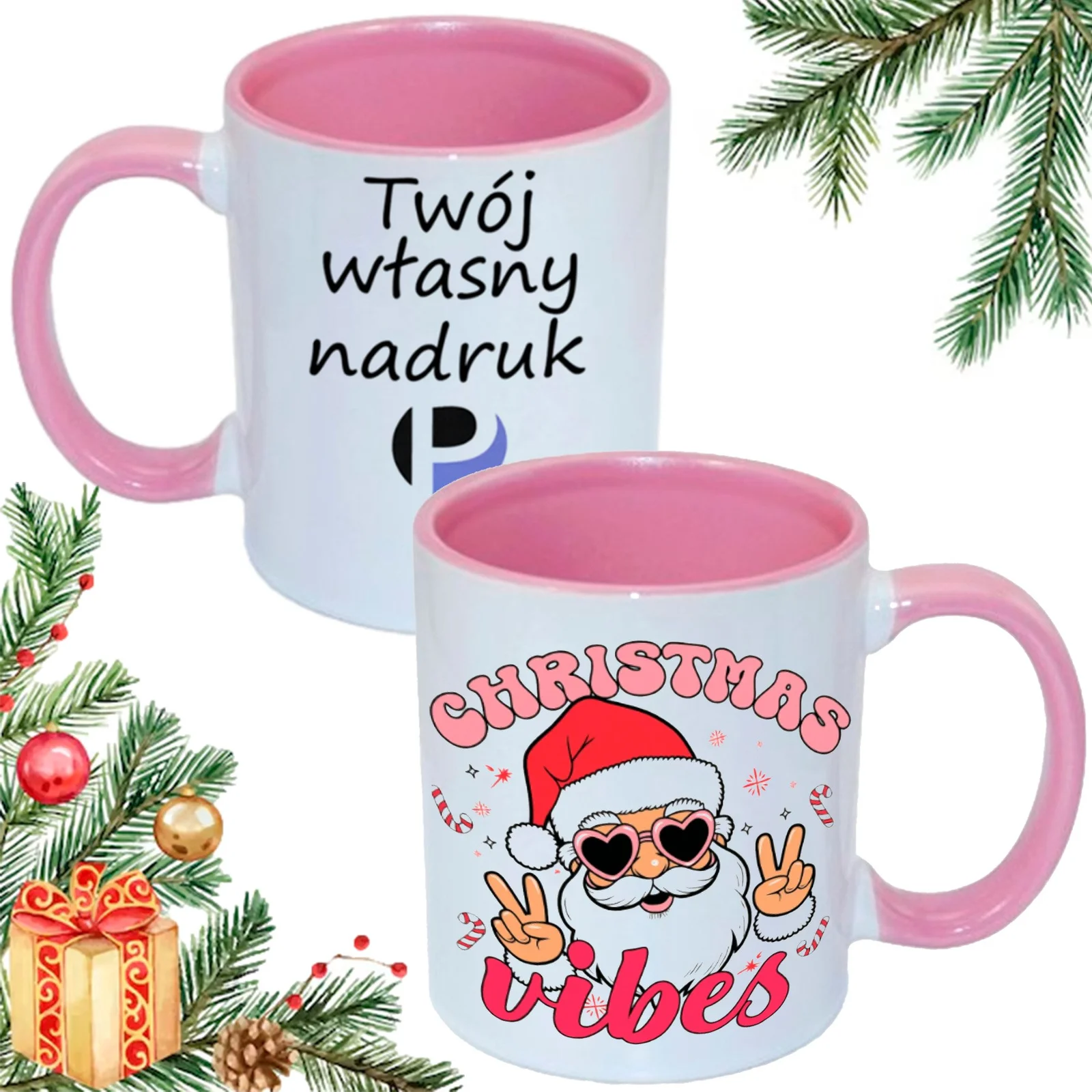 KUBEK DO SUBLIMACJI 330ML RÓŻOWY UCHWYT
