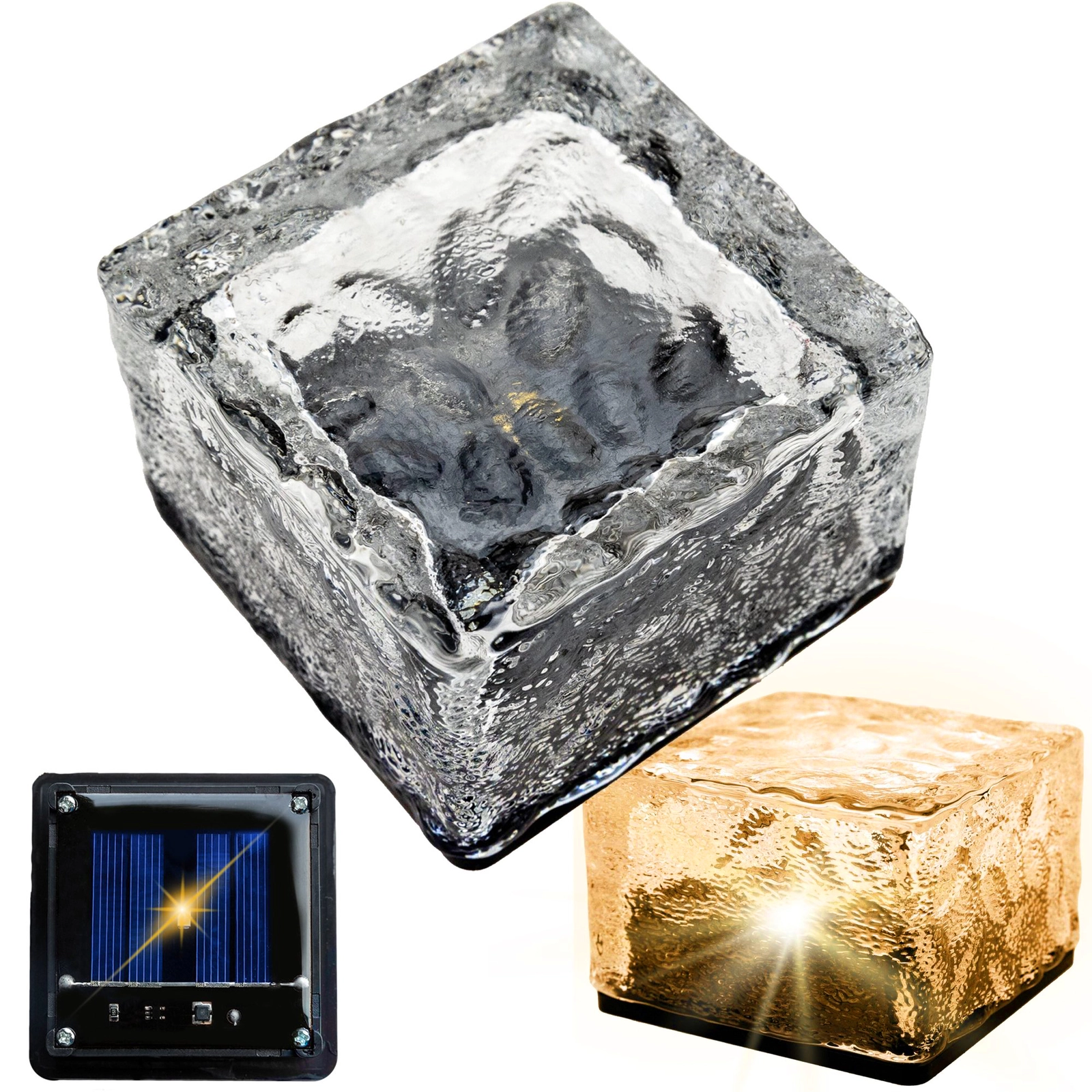 LAMPA OGRODOWA SOLARNA LED NAJAZDOWA KOSTKA LODU BRUKOWA SZEŚCIAN 7x7cm