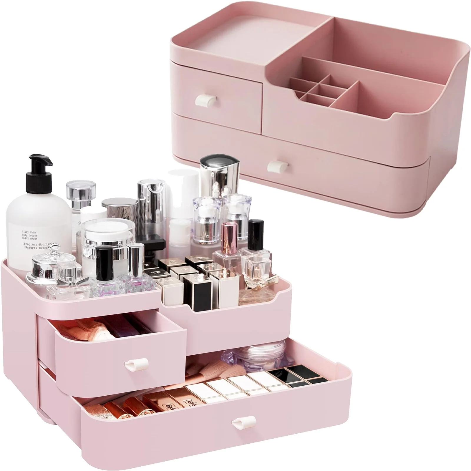 SZKATUŁKA ORGANIZER NA KOSMETYKI BIŻUTERIĘ 27,7x17x12,8cm - różowy
