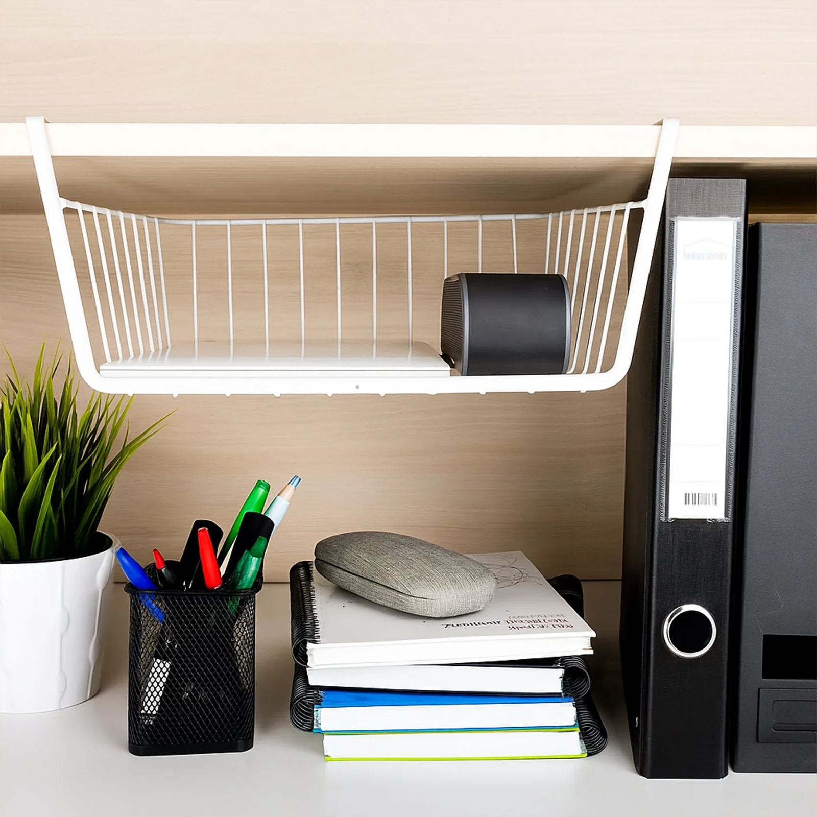 KOSZ KOSZYK PODWIESZANY POD PÓŁKĘ ORGANIZER WISZĄCY METALOWY LOFT 32x23CM