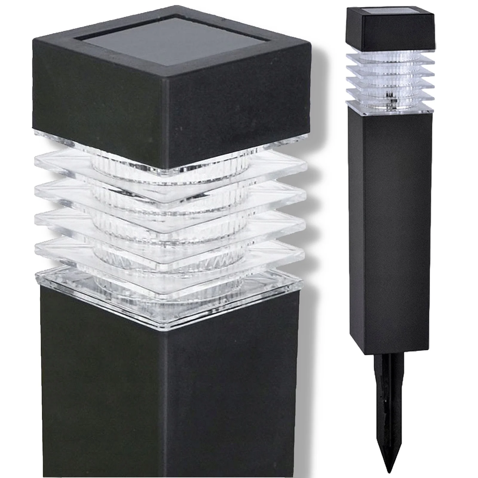 LAMPA LAMPKA SOLARNA LED WBIJANA SŁUPEK KWADRAT DEKORACJA DO OGRODU TARASU