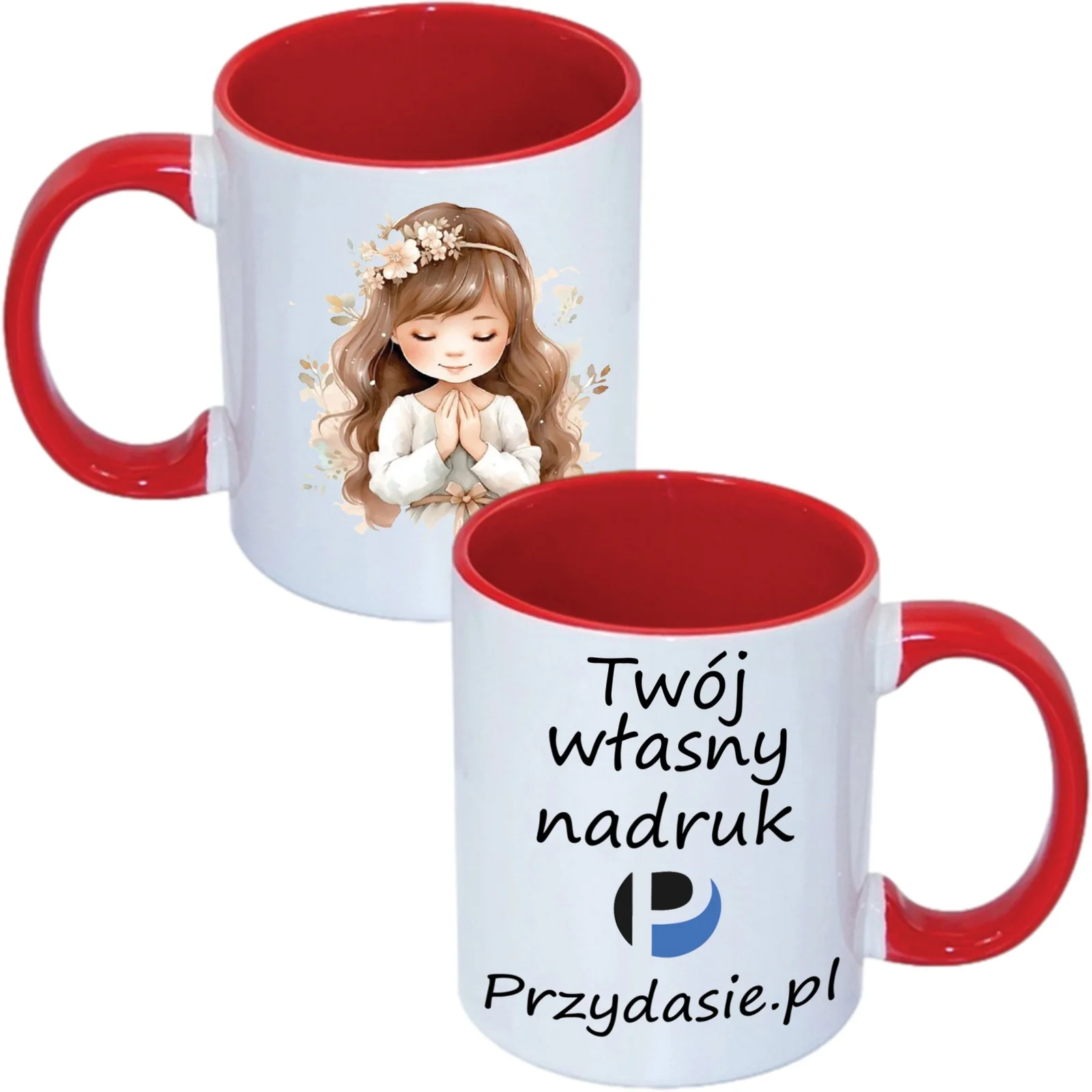 KUBEK DO SUBLIMACJI 330ML CZERWONY UCHWYT