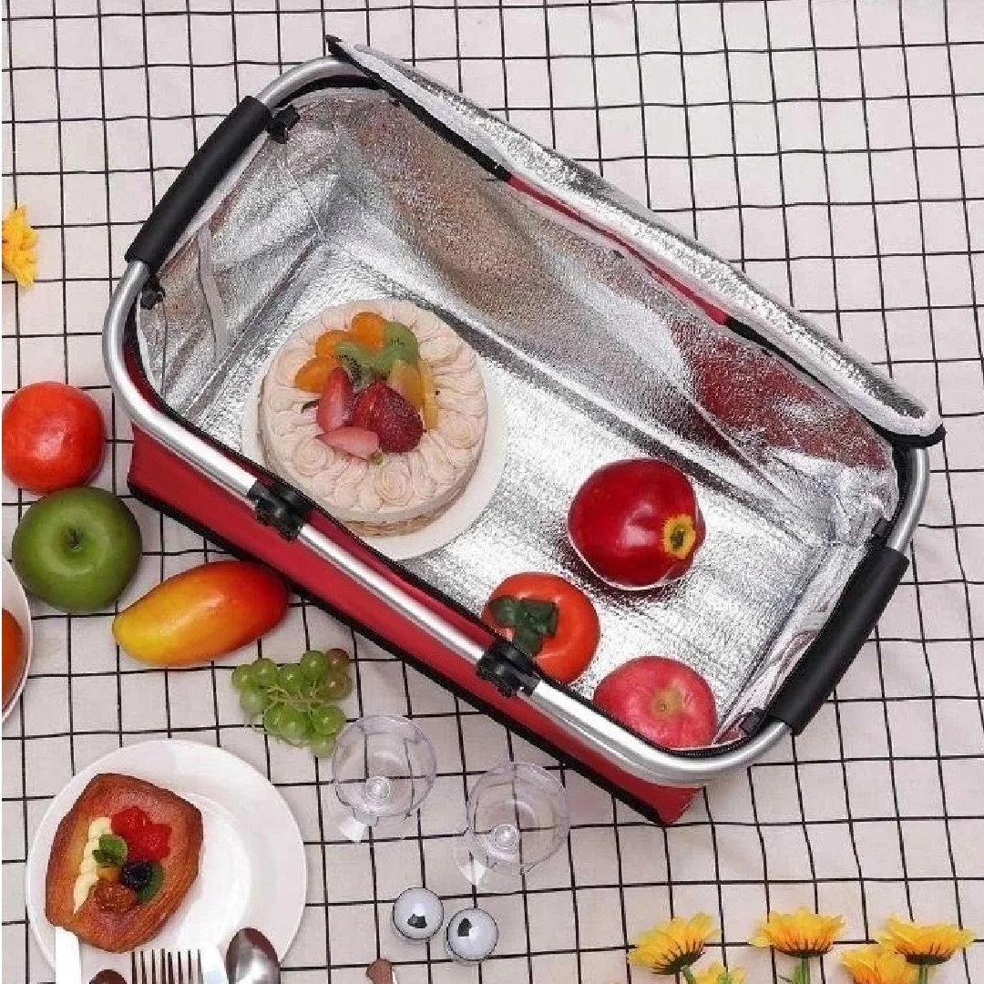 KOSZ PIKNIKOWY 49x27 DWIE RĄCZKI - czerwony