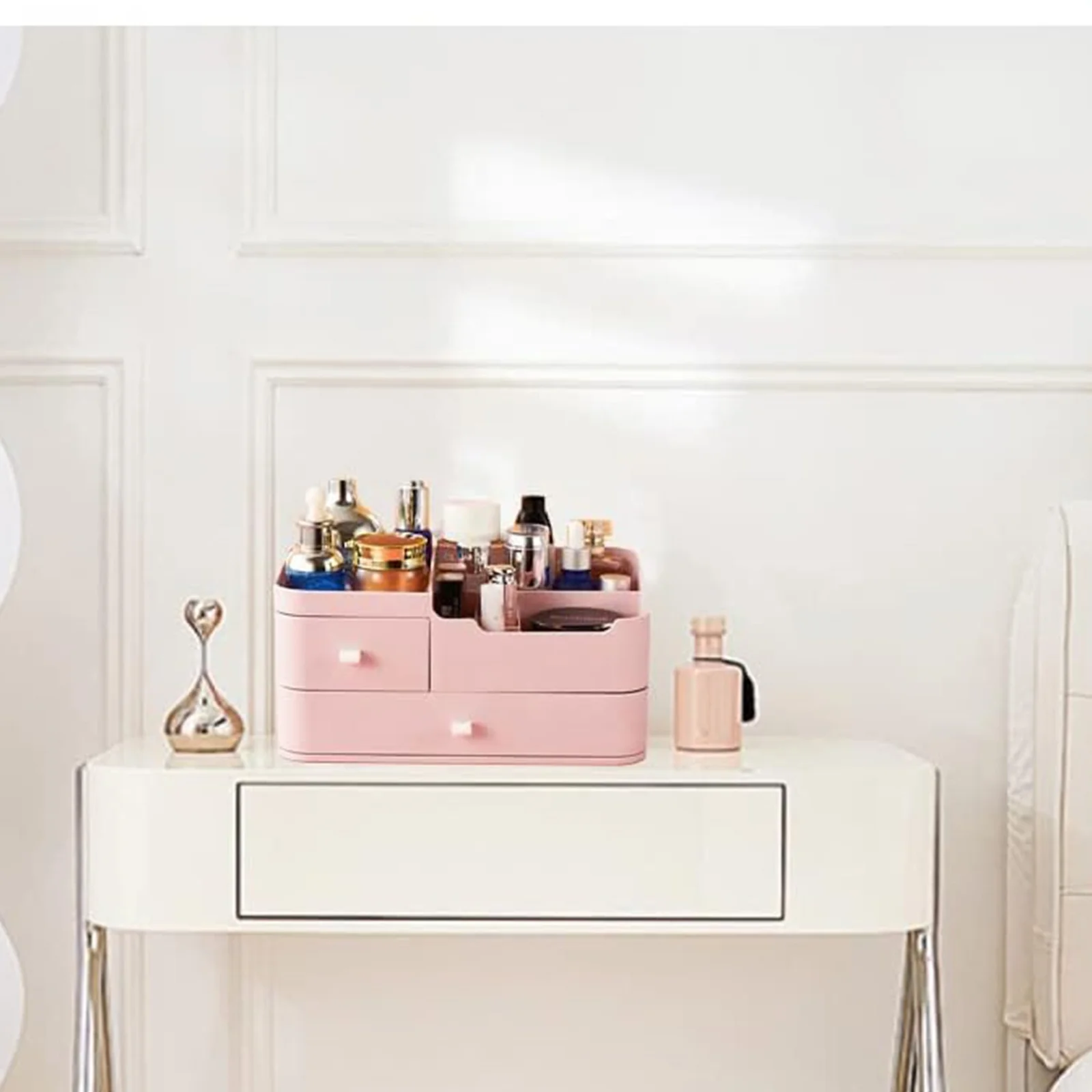 SZKATUŁKA ORGANIZER NA KOSMETYKI BIŻUTERIĘ 27,7x17x12,8cm - różowy