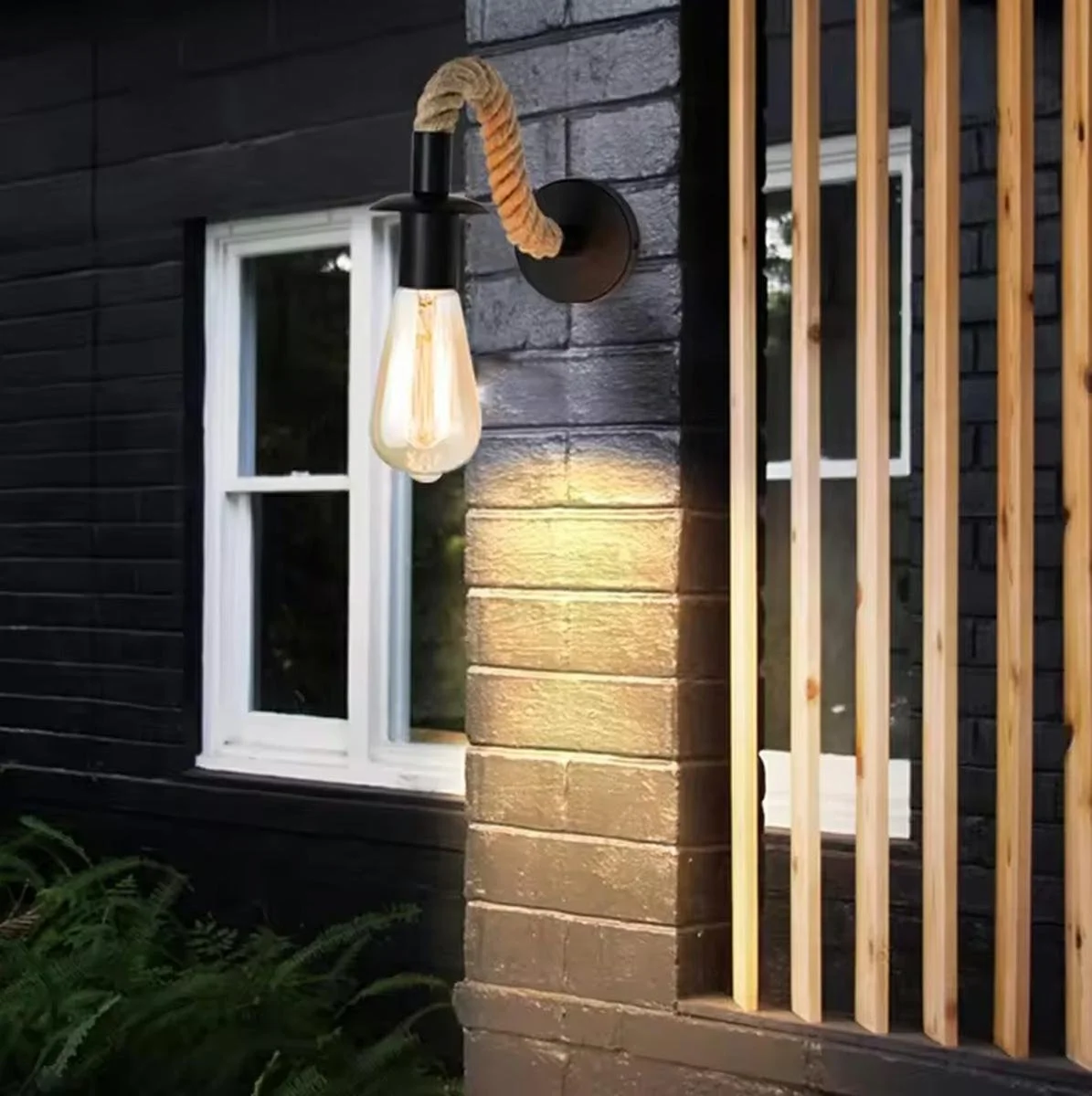 KINKIET LAMPA ŚCIENNA SZNUR JUTOWY E27