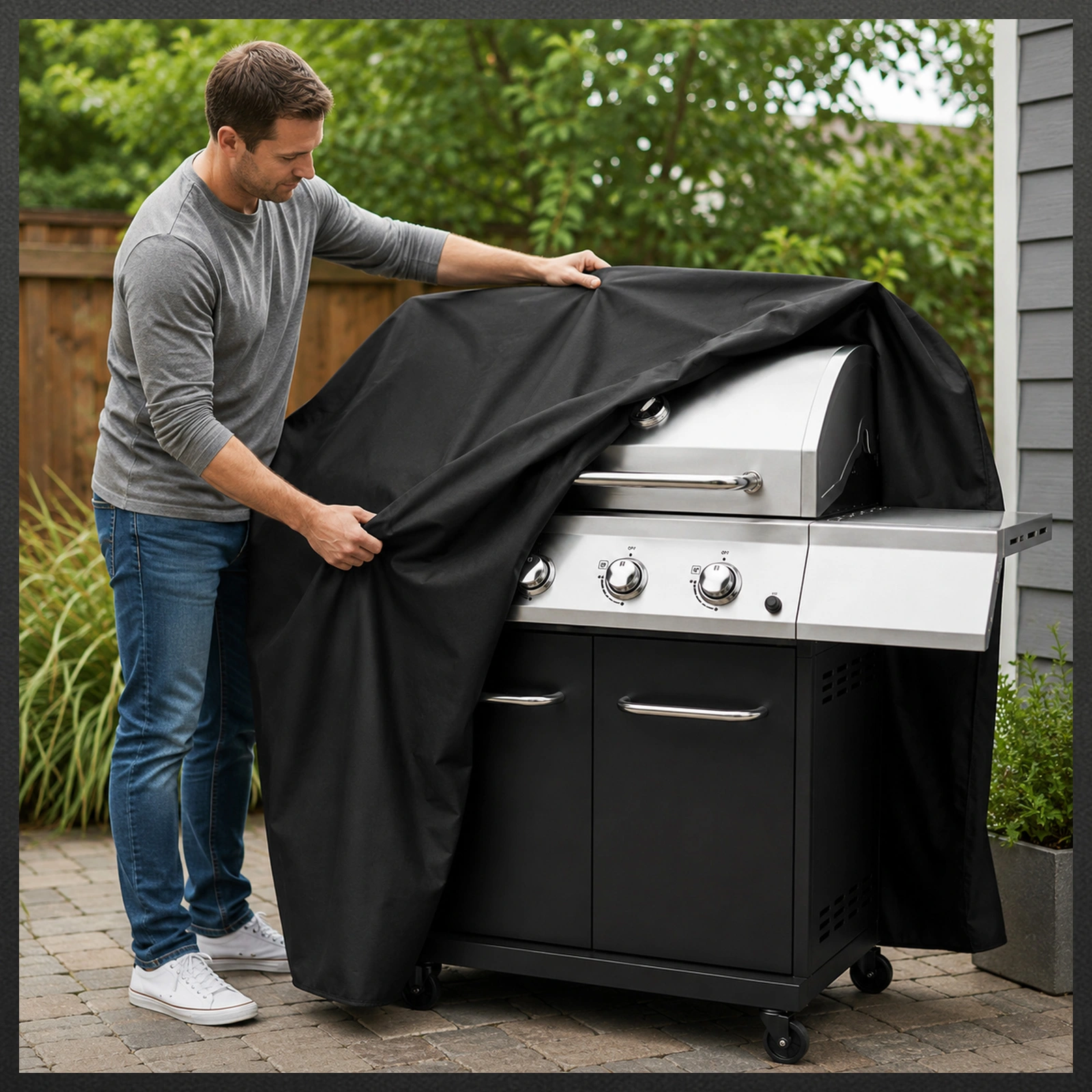 DUŻY POKROWIEC OSŁONA NA GRILL GAZOWY OCHRONA GRILLA WODOODPORNY 170x61x117