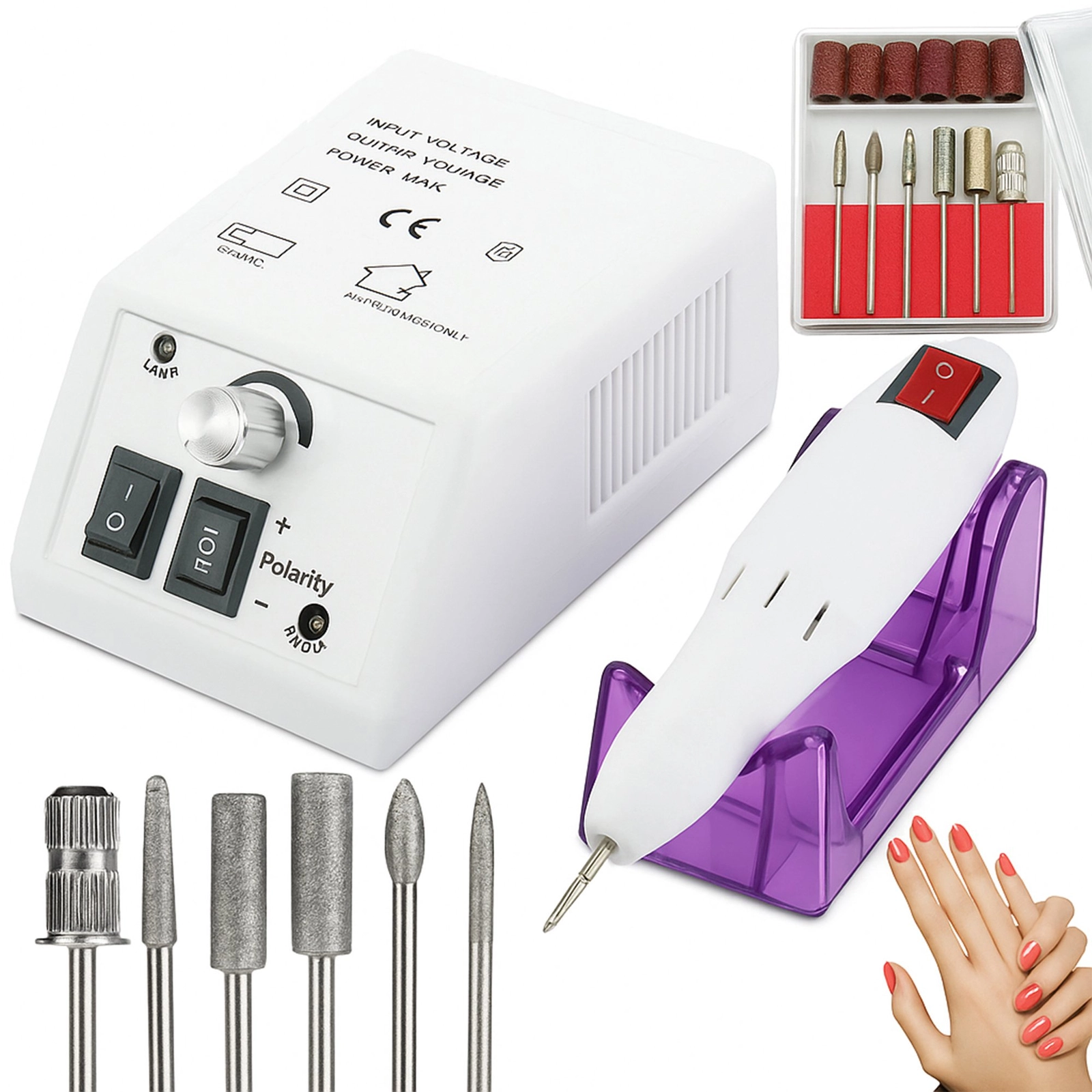 FREZARKA DO PAZNOKCI MANICURE PEDICURE PROFESJONALNA ZESTAW FREZÓW MOCNA
