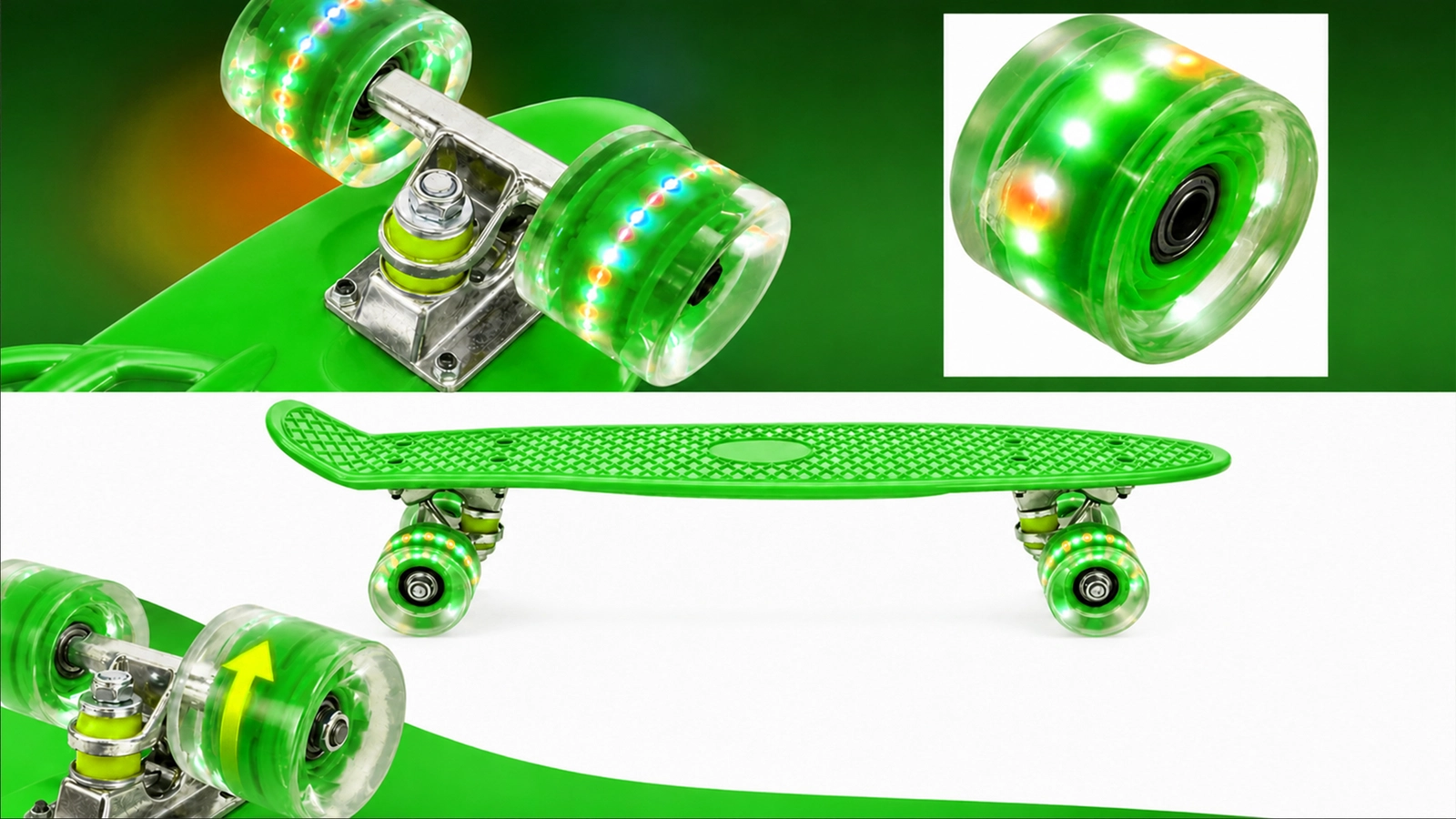 FISZKA DESKOROLKA FISHBOARD DLA DZIECKA ŚWIECĄCE KOŁA LED 56x15CM 82A RGB