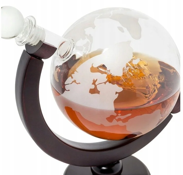 KARAFKA DO WHISKY GLOBUS STATEK STOJAK PREMIUM IDEALNY NA PREZENT UPOMINEK