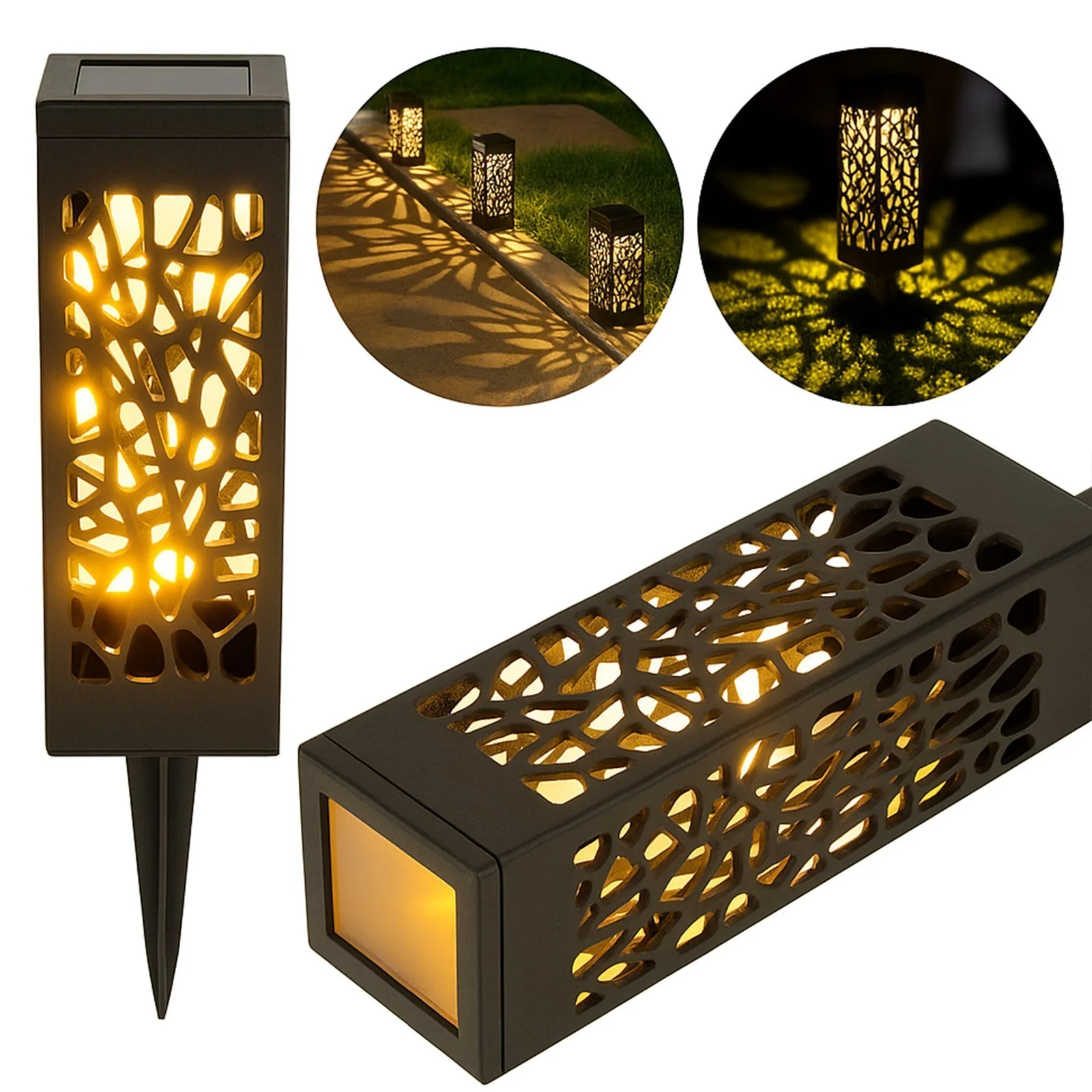 LAMPA LAMPKA SOLARNA OGRODOWA AŻUROWA LED LAMPION OZDOBNA WBIJANA SŁUPEK