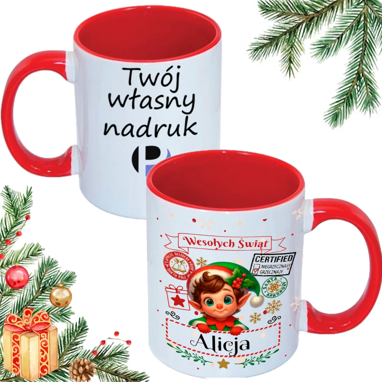 KUBEK DO SUBLIMACJI 330ML CZERWONY UCHWYT