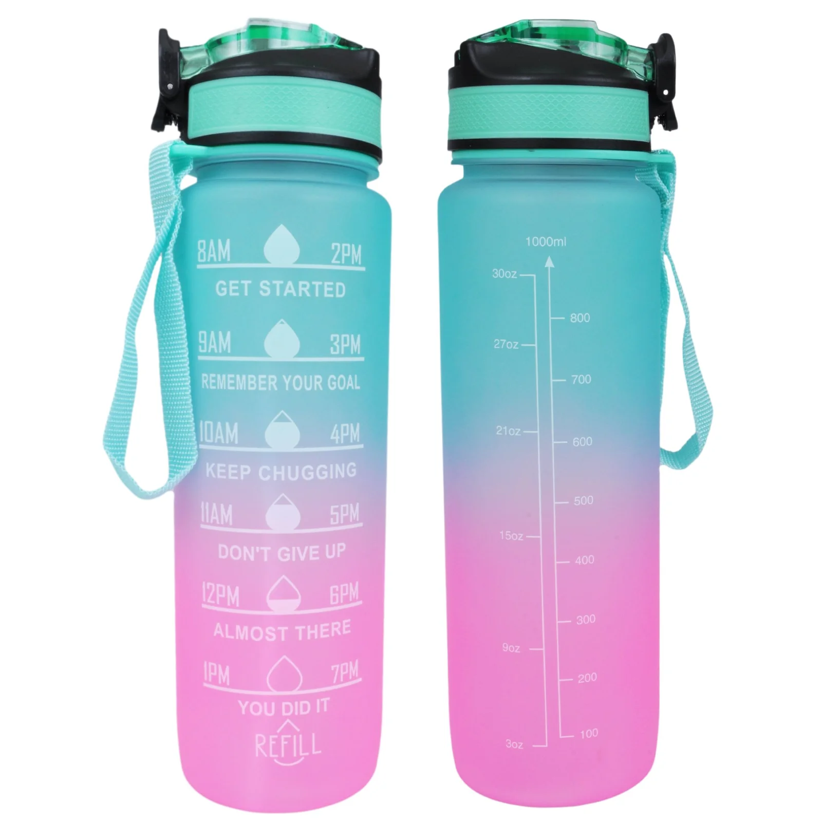BUTELKA MOTYWACYJNA NA WODĘ 1000ML BIDON Z MIARKĄ SIŁOWNIA FITNESS 1L