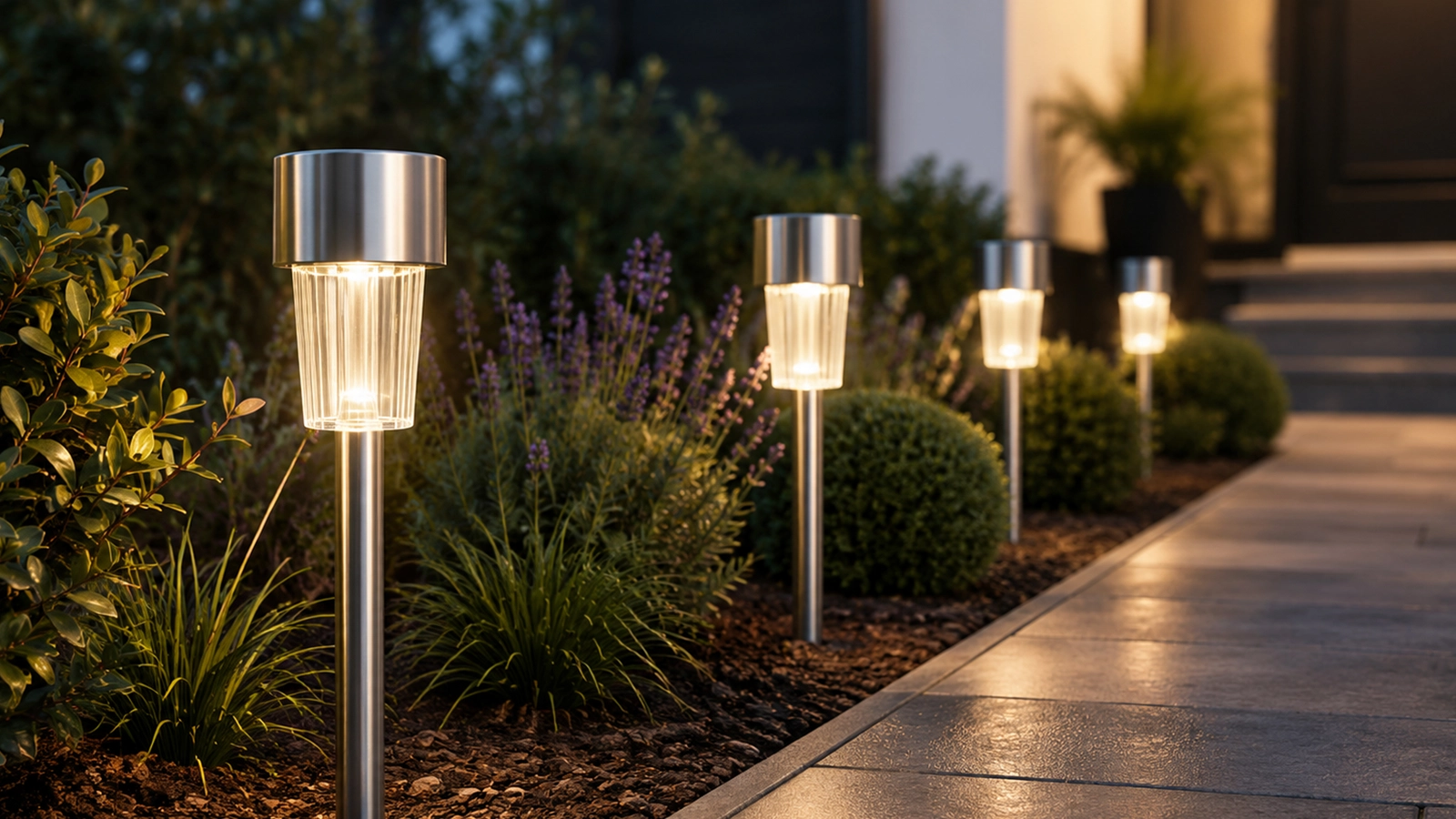 LAMPA SOLARNA OGRODOWA WBIJANA - 35cm srebrny