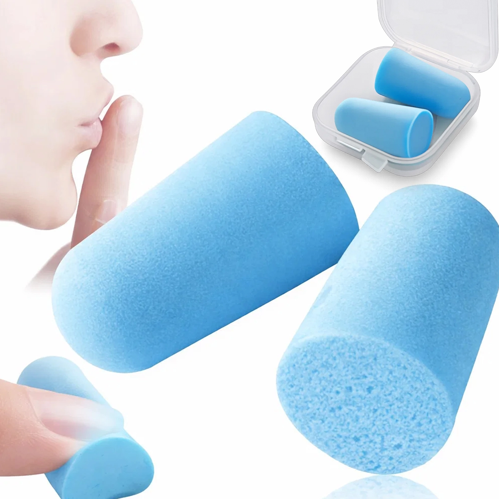 ZATYCZKI DO USZU STOPERY PIANKOWE - niebieski etui