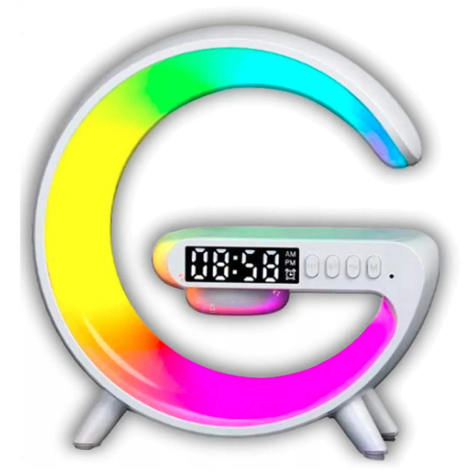 GŁOŚNIK LAMPKA NOCNA LED GAMINGOWA RGB ŁADOWARKA INDUKCYJNA ZEGAR RADIO