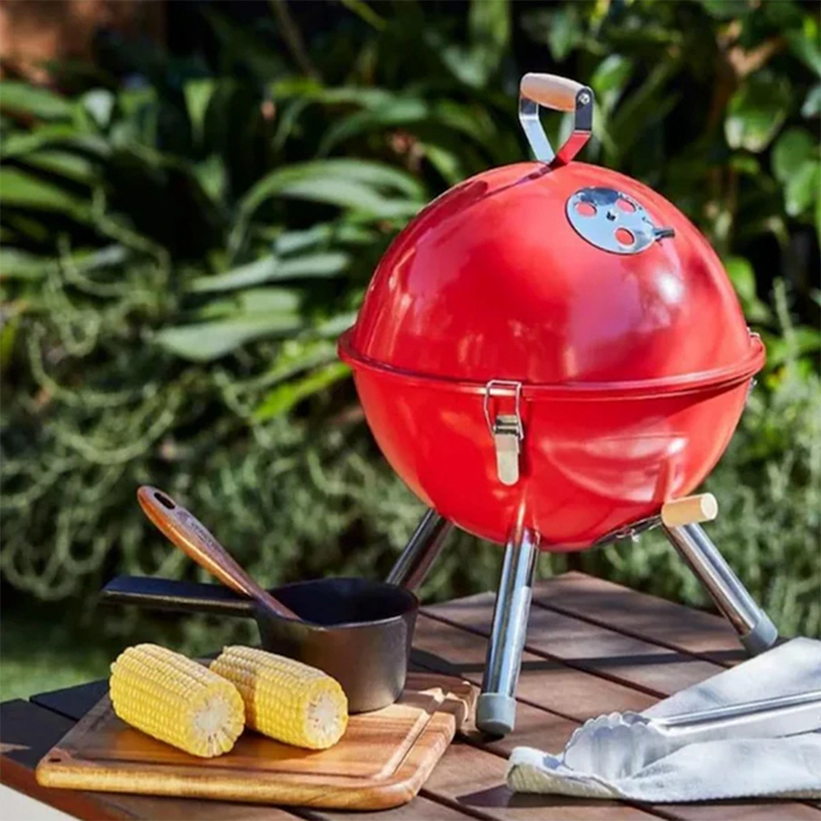 GRILL Z POKRYWĄ OGRODOWY WĘGLOWY SKŁADANY PRZENOŚNY STOŁOWY GURBA BLACHA