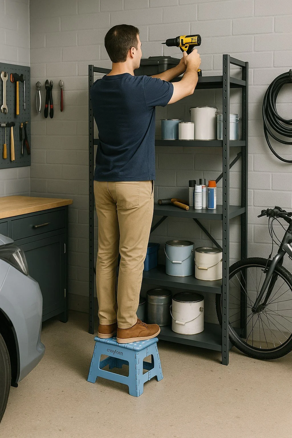 EASYFORM TABORET STOŁEK SKŁADANY 22CM - niebieski