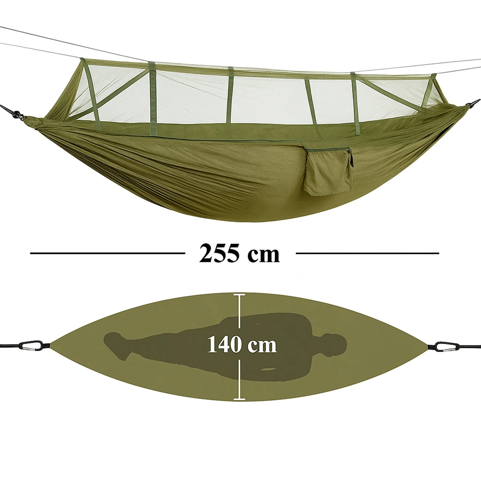 HAMAK Z MOSKITIERĄ TURYSTYCZNY OGRODOWY PODRÓŻNY SURVIVALOWY DUŻY CAMPING