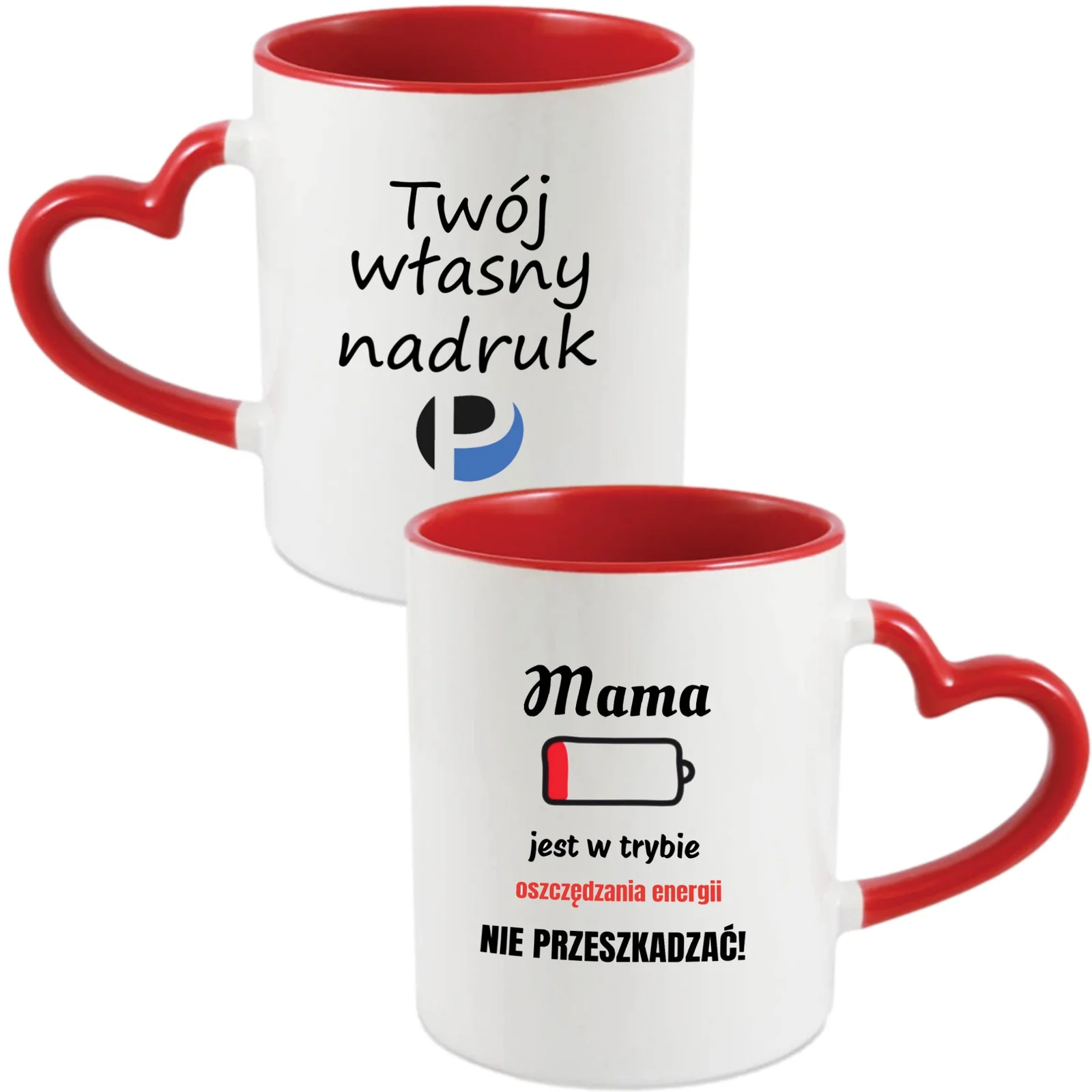 KUBEK DO SUBLIMACJI 330ML CZERWONY UCHWYT SERCE