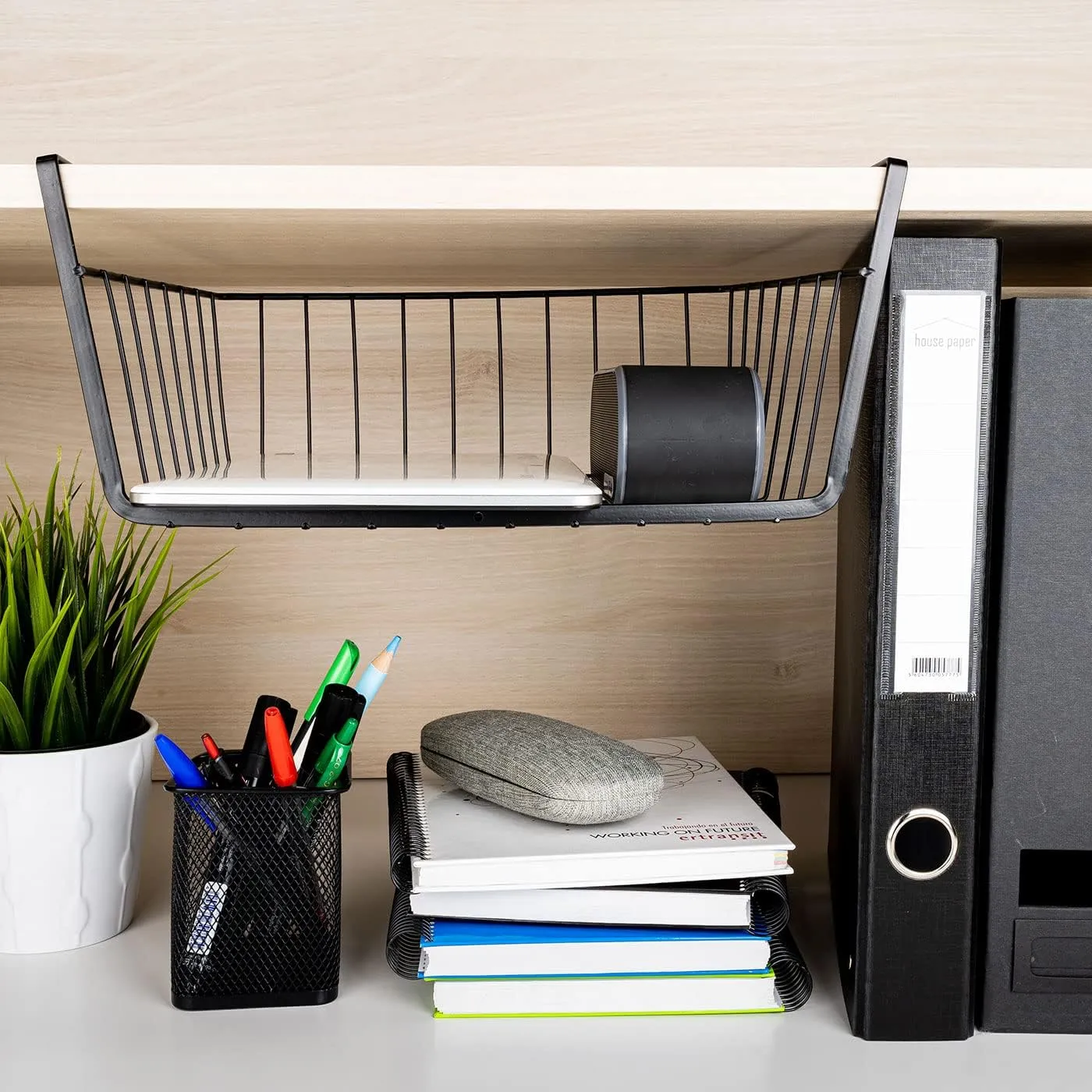KOSZ KOSZYK PODWIESZANY POD PÓŁKĘ ORGANIZER WISZĄCY METALOWY LOFT 32x23CM