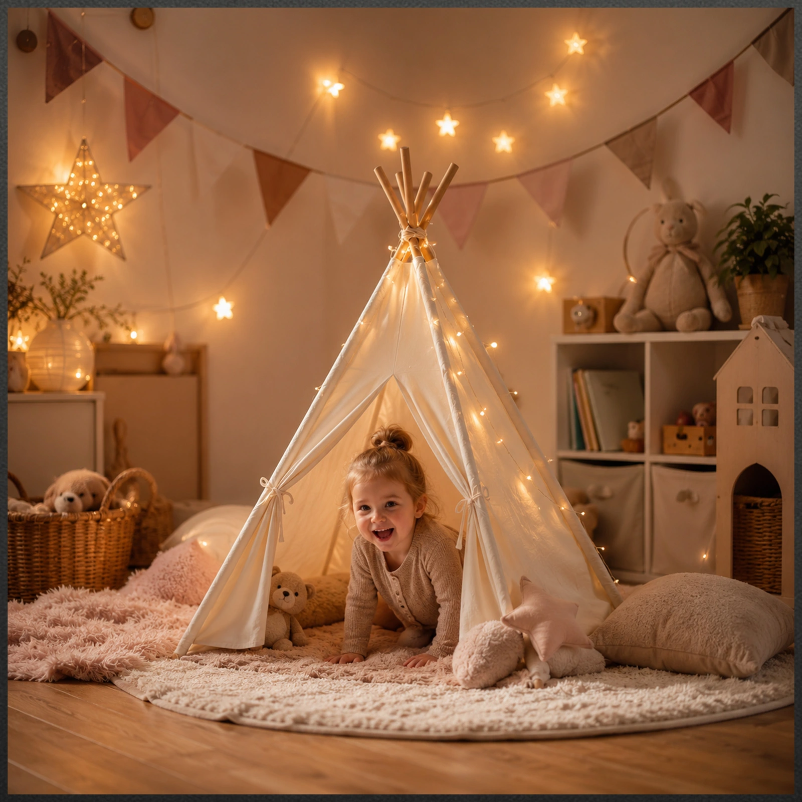 NAMIOT TIPI DLA DZIECI WIGWAM INDIAŃSKI DOMEK DO ZABAWY W OGODZIE DOMU