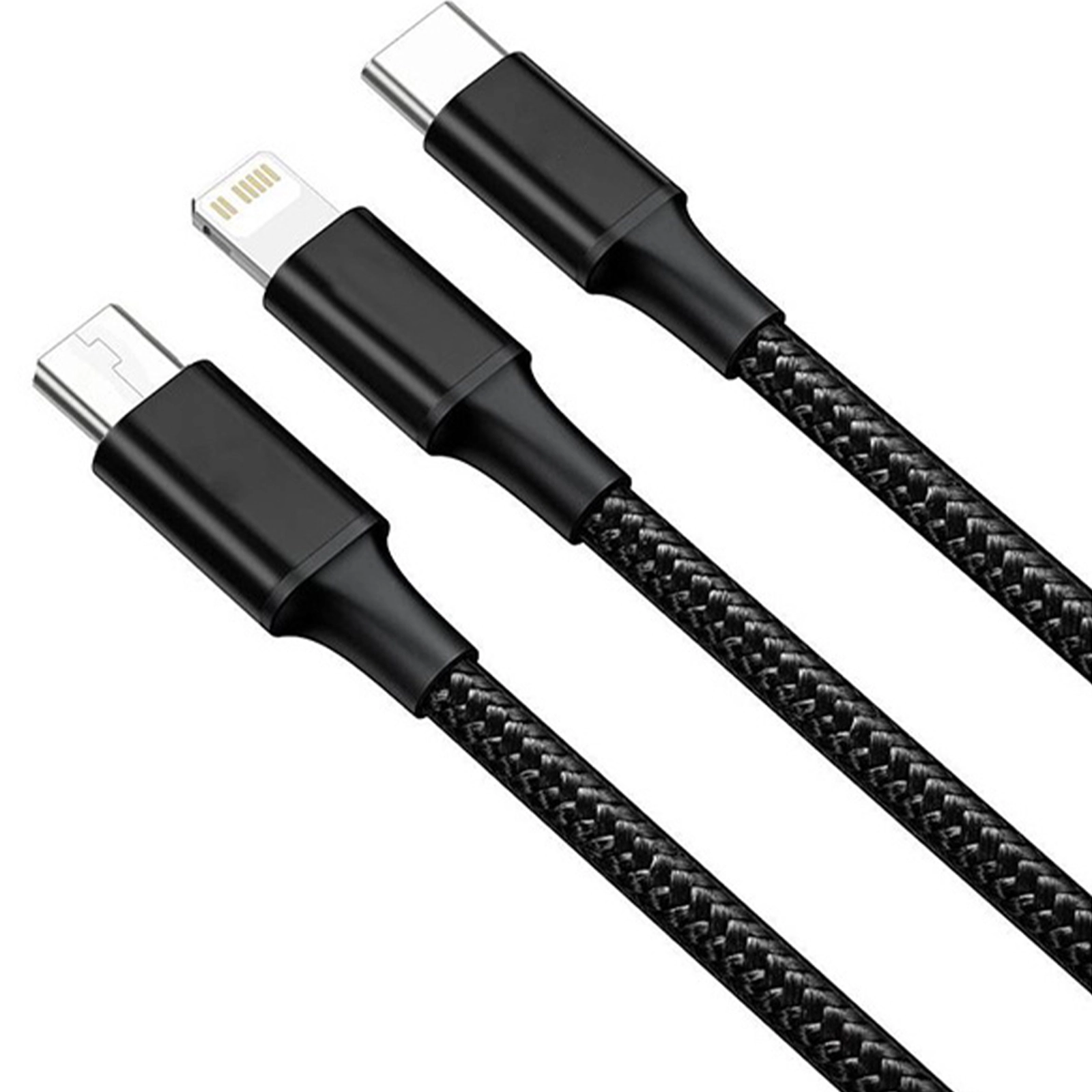 KABEL IPHONE USB USB-C LIGHTNING  3w1 - czarny