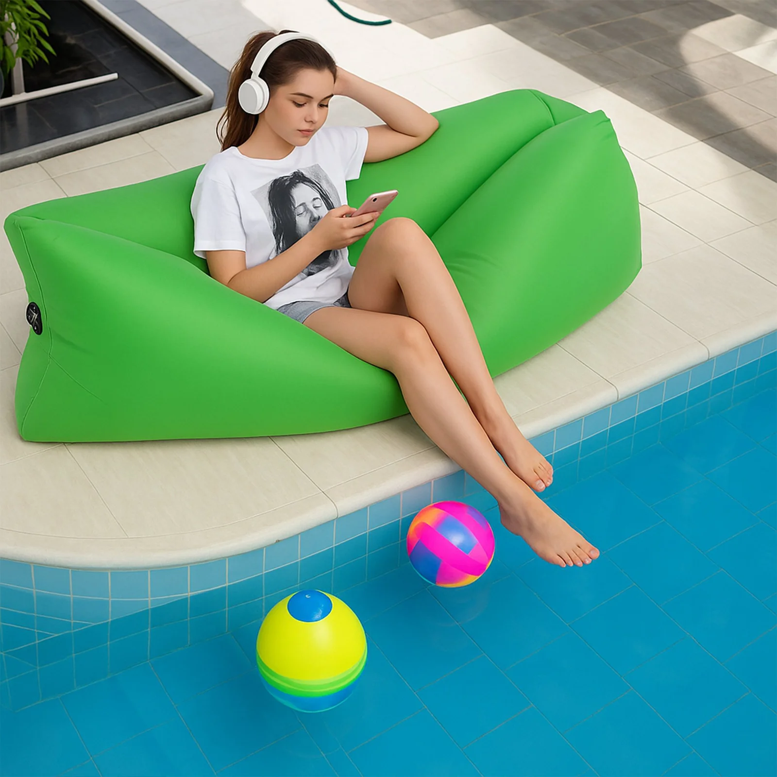 LAZY BAG SOFA NADMUCHIWANA ROZKŁADANA NA PLAŻE FOTEL MATERAC LEŻAK MOCNY