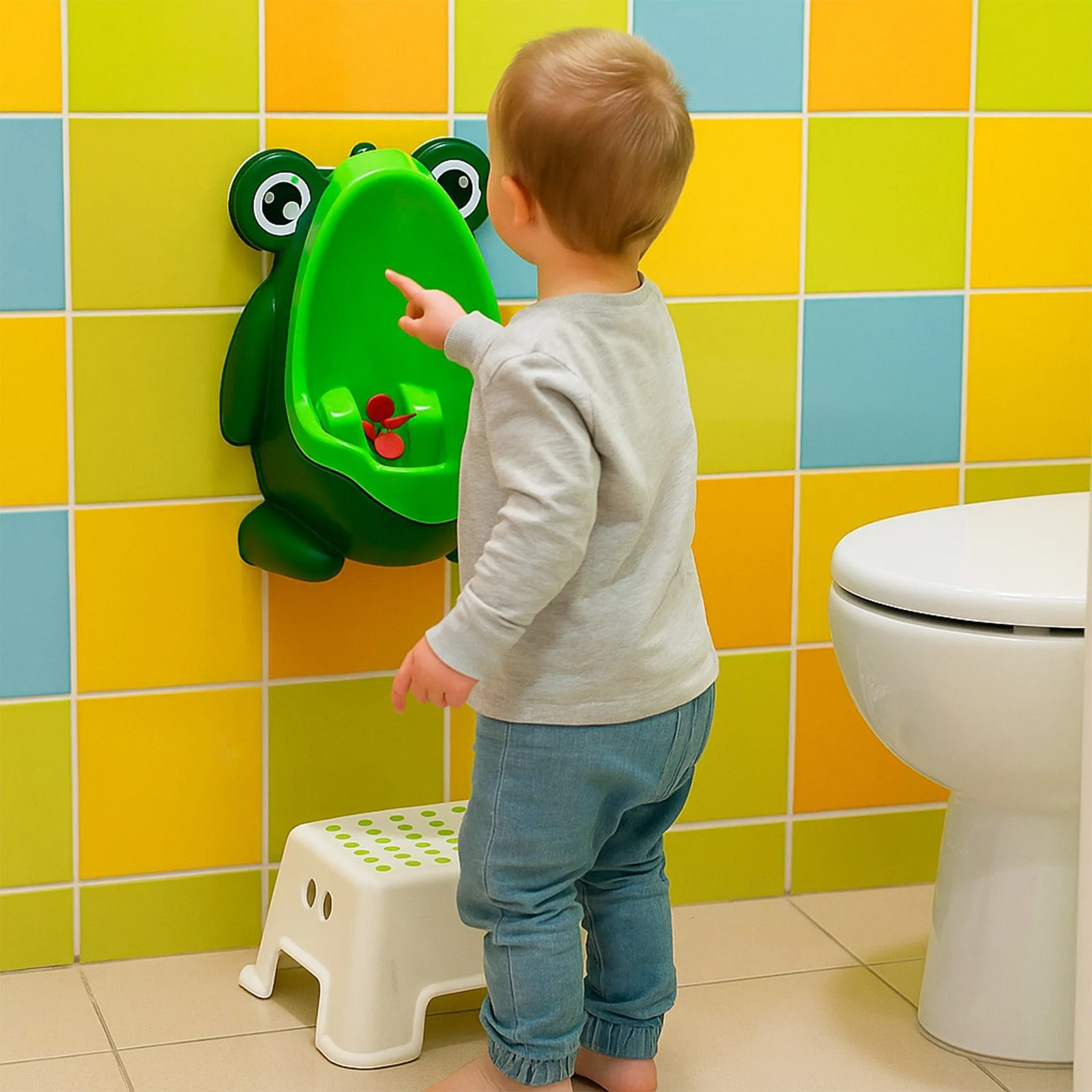 NOCNIK PISUAR WC MINI ŻABA - zielony