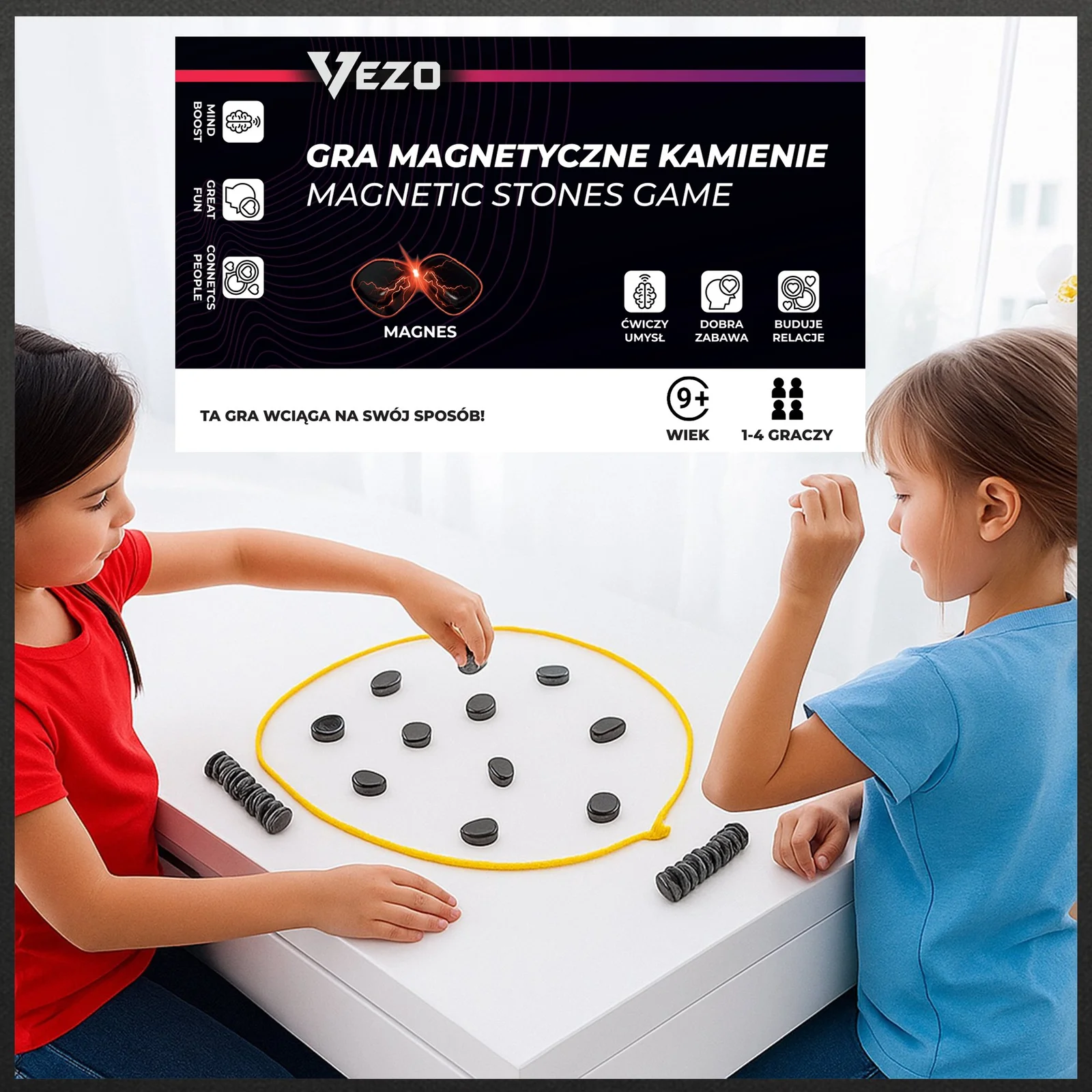 VEZO MAGNETYCZNE KAMIENIE KAMYCZKI GRA STRATEGICZNA ZRĘCZNOŚCIOWA 20 SZT