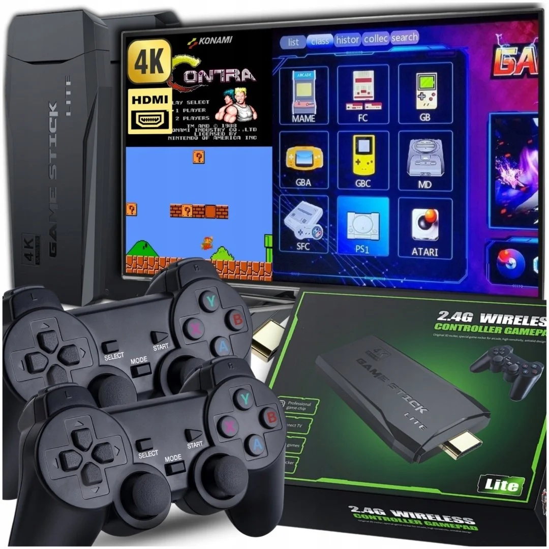 KONSOLA RETRO 10000 GIER 4K HDMI GRA PRZENOŚNA TELEWIZYJNA TV ZESTAW 2 PADY