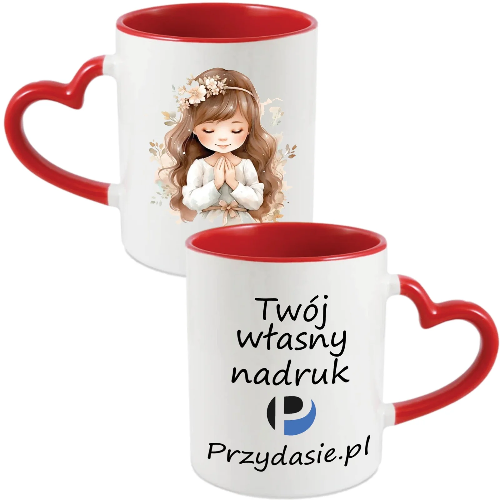 KUBEK DO SUBLIMACJI 330ML CZERWONY UCHWYT SERCE