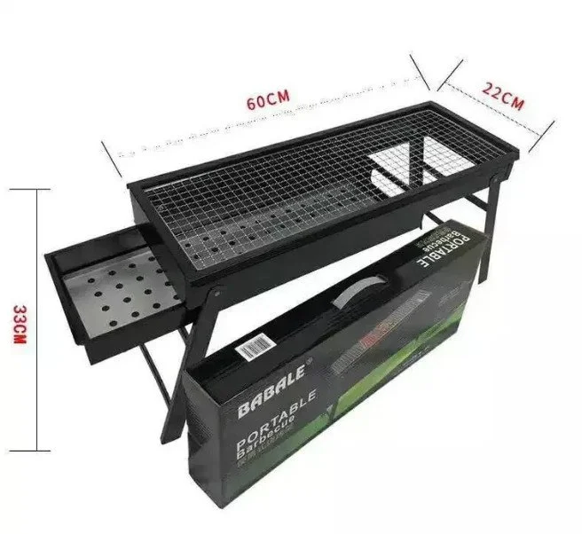 GRILL TURYSTYCZNY SKŁADANY OGRODOWY PRZENOŚNY KEMPINGOWY WĘGLOWY DUŻY 60CM