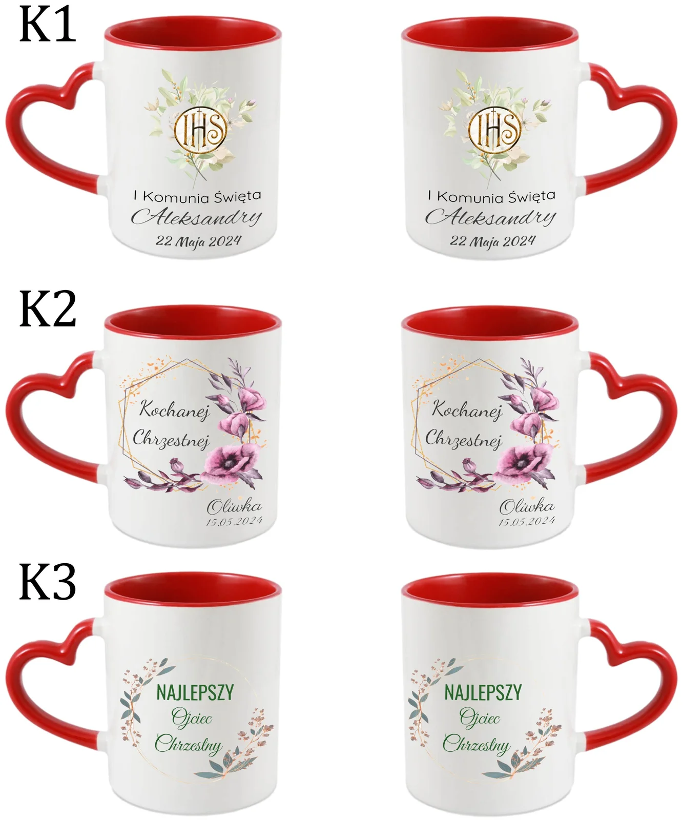 KUBEK DO SUBLIMACJI 330ML CZERWONY UCHWYT SERCE