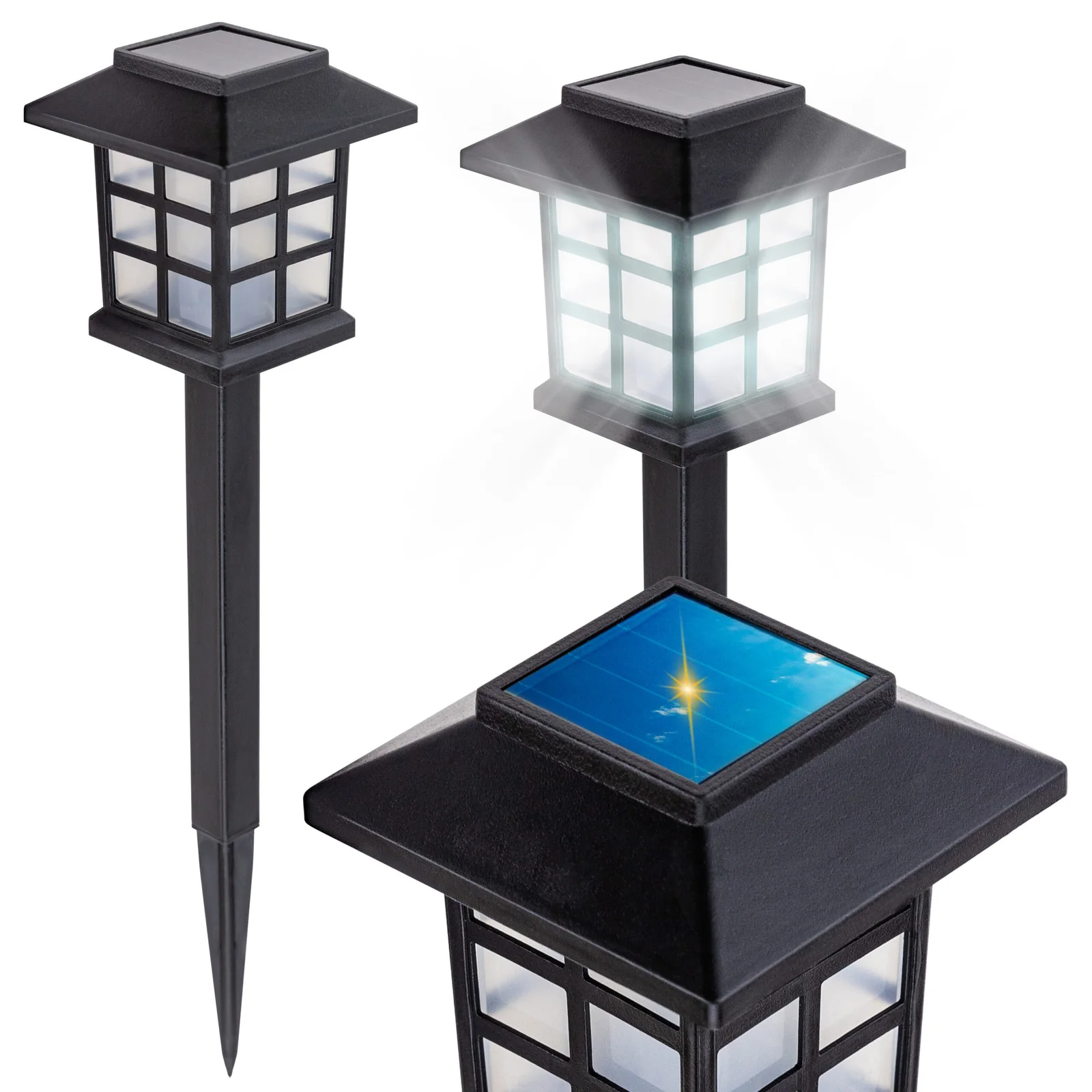 LAMPA LAMPKA SOLARNA LED LATARNIA OZDOBNA OGRODOWA WBIJANA LAMPION CZUJNIK