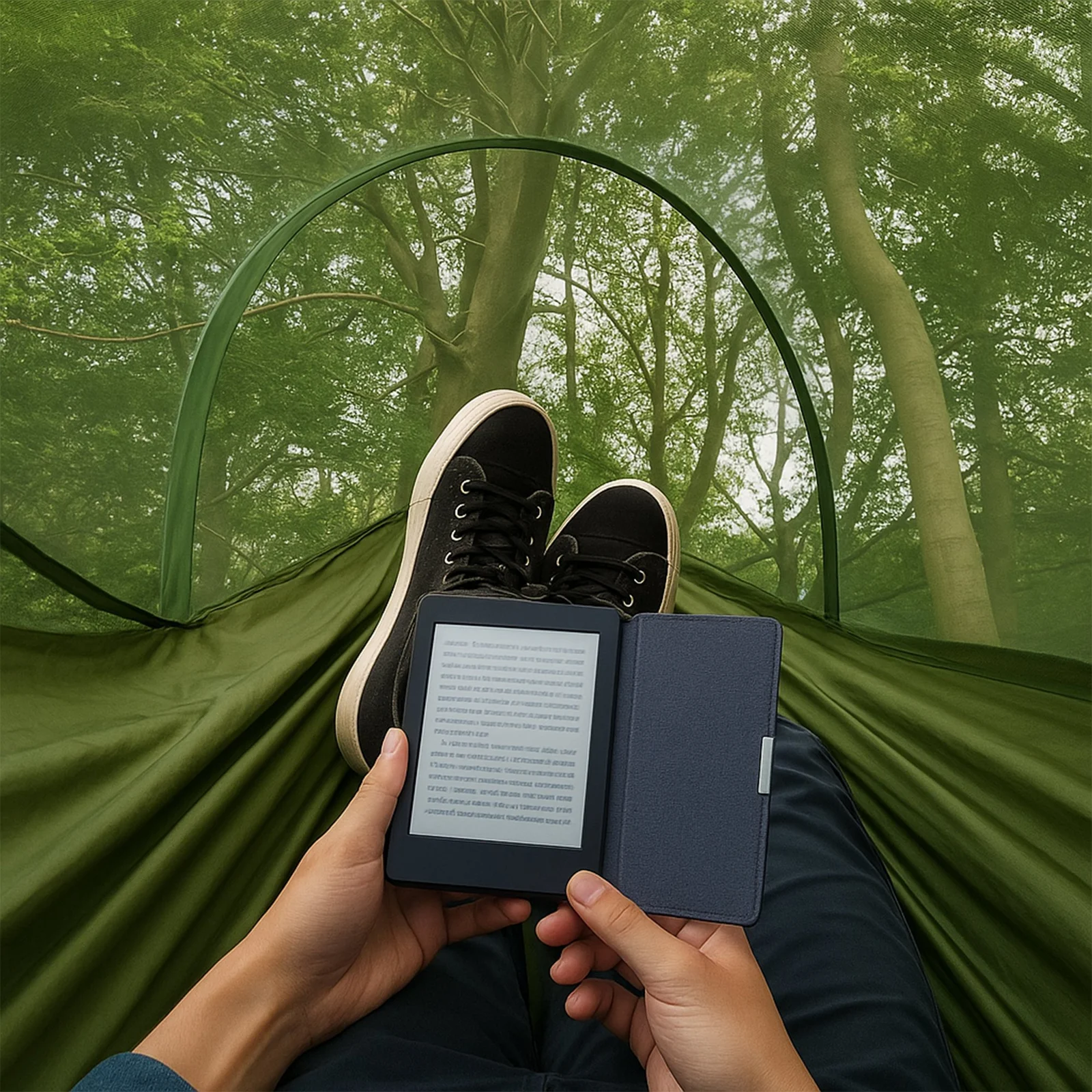HAMAK Z MOSKITIERĄ TURYSTYCZNY OGRODOWY PODRÓŻNY SURVIVALOWY DUŻY CAMPING