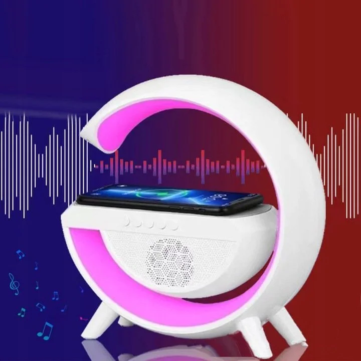 GŁOŚNIK LAMPKA NOCNA LED GAMINGOWA RGB ŁADOWARKA INDUKCYJNA ZEGAR RADIO