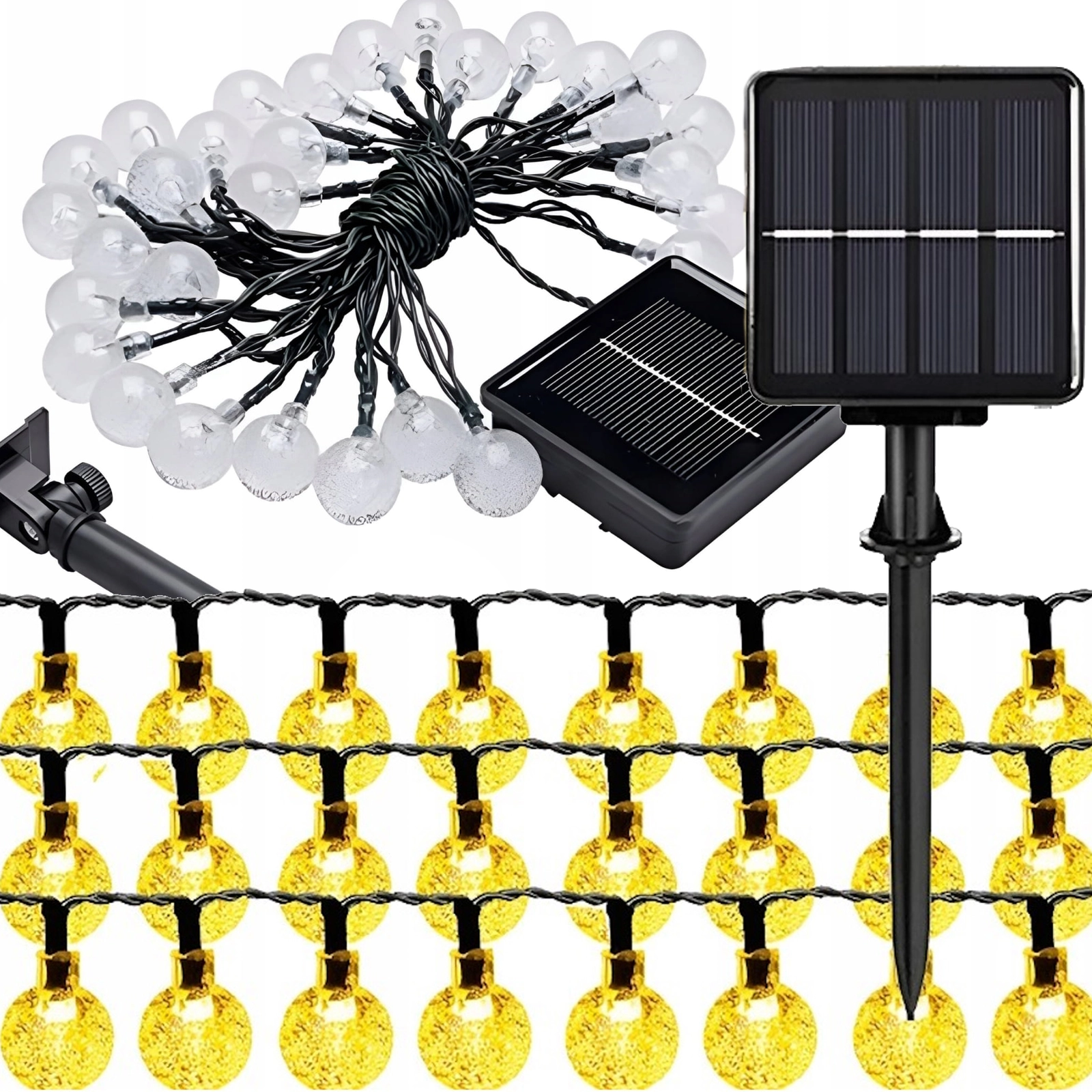 GIRLANDA ŚWIETLNA OGRODOWA SOLARNA KULE KULKI 100x LED NA BALKON DO OGRODU