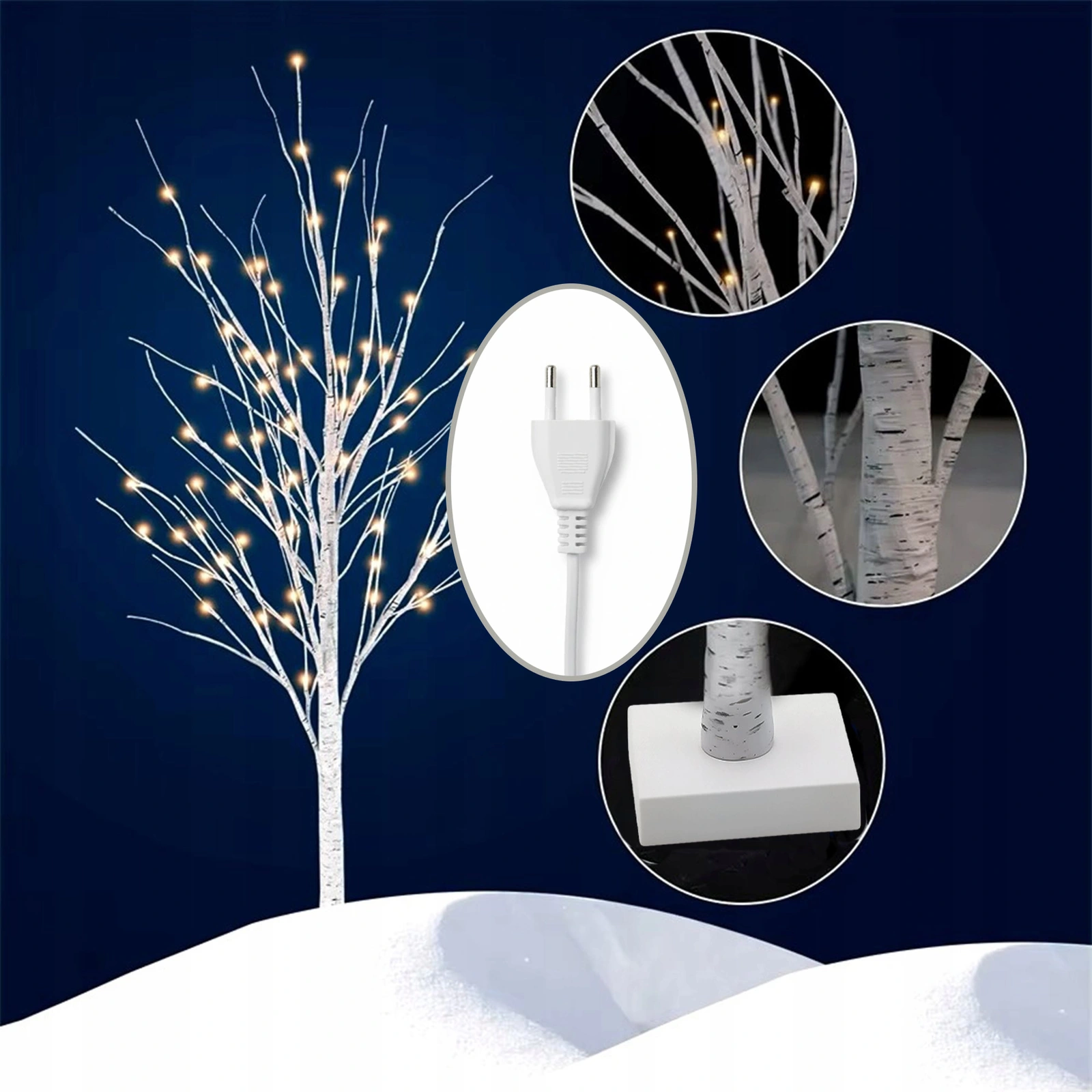 DRZEWKO LED ŚWIĄTECZNE BRZOZA 60x10CM - sieciowe