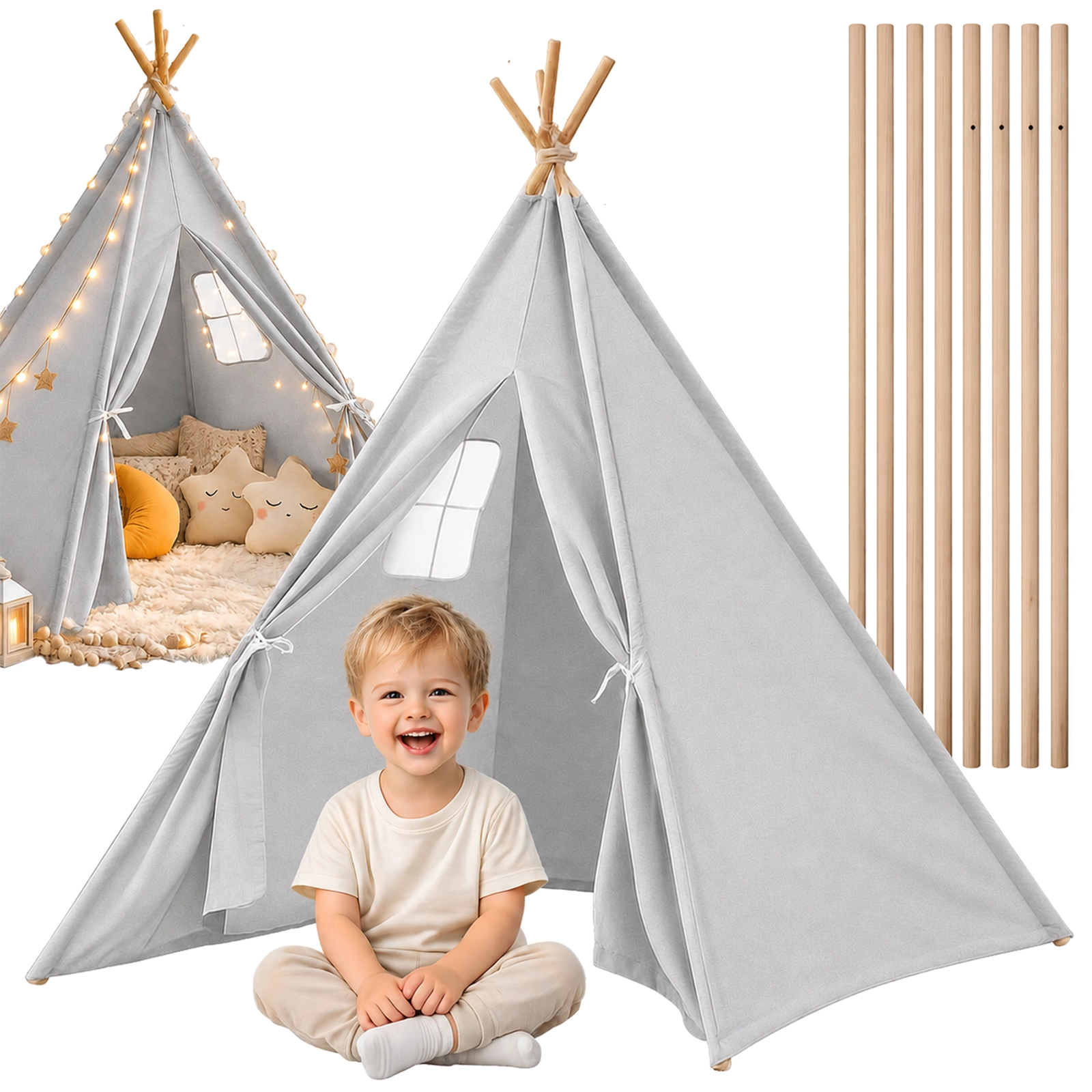 NAMIOT TIPI DLA DZIECI WIGWAM INDIAŃSKI DOMEK DO ZABAWY W OGODZIE DOMU