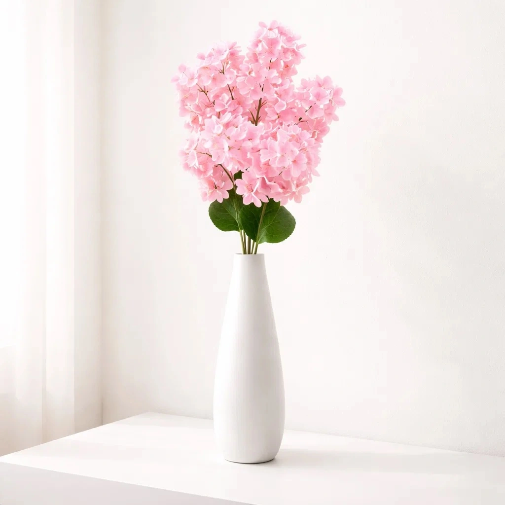 HORTENSJA SZTUCZNA POJEDYNCZA 90CM (kwiat 25cm) - różowy