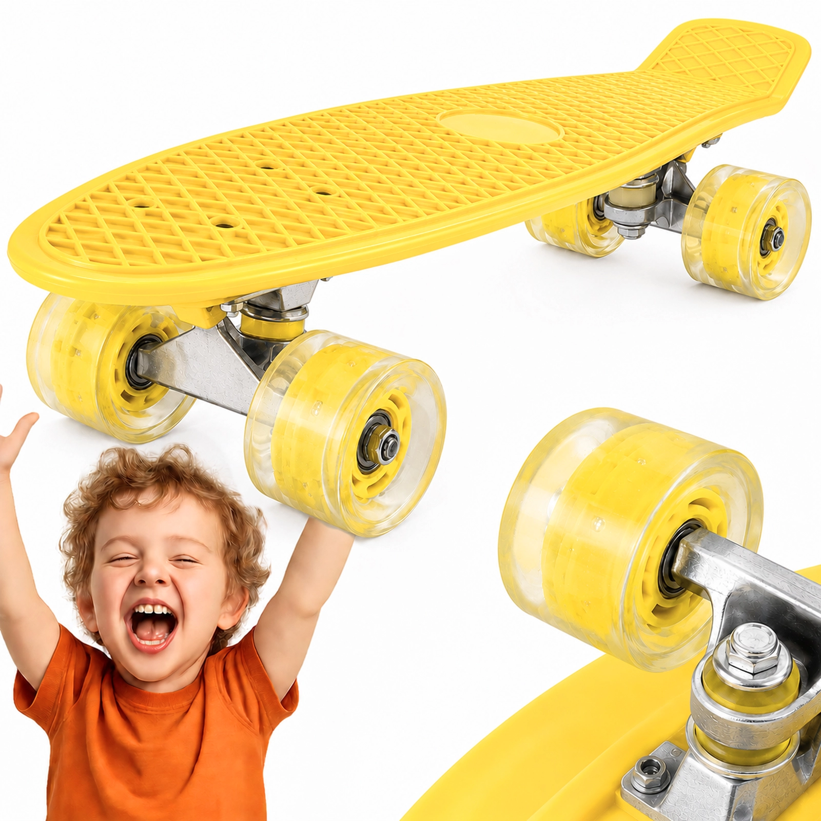 FISZKA DESKOROLKA FISHBOARD DLA DZIECKA ŚWIECĄCE KOŁA LED 56x15CM 82A RGB
