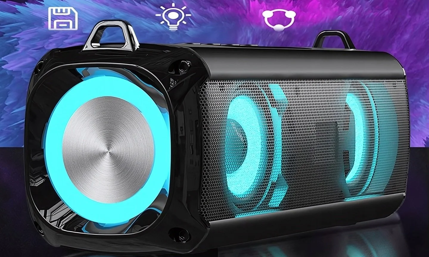 GŁOŚNIK BLUETOOTH LED PRZENOŚNY BS-33D